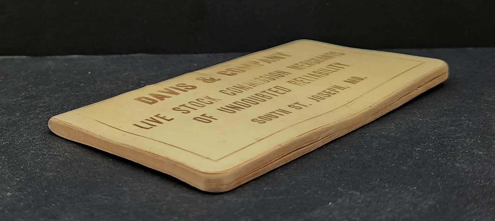 1930s vintage DAVIS & CO LIVESTOCK joseph mo CELLULOID NOTEBOOK