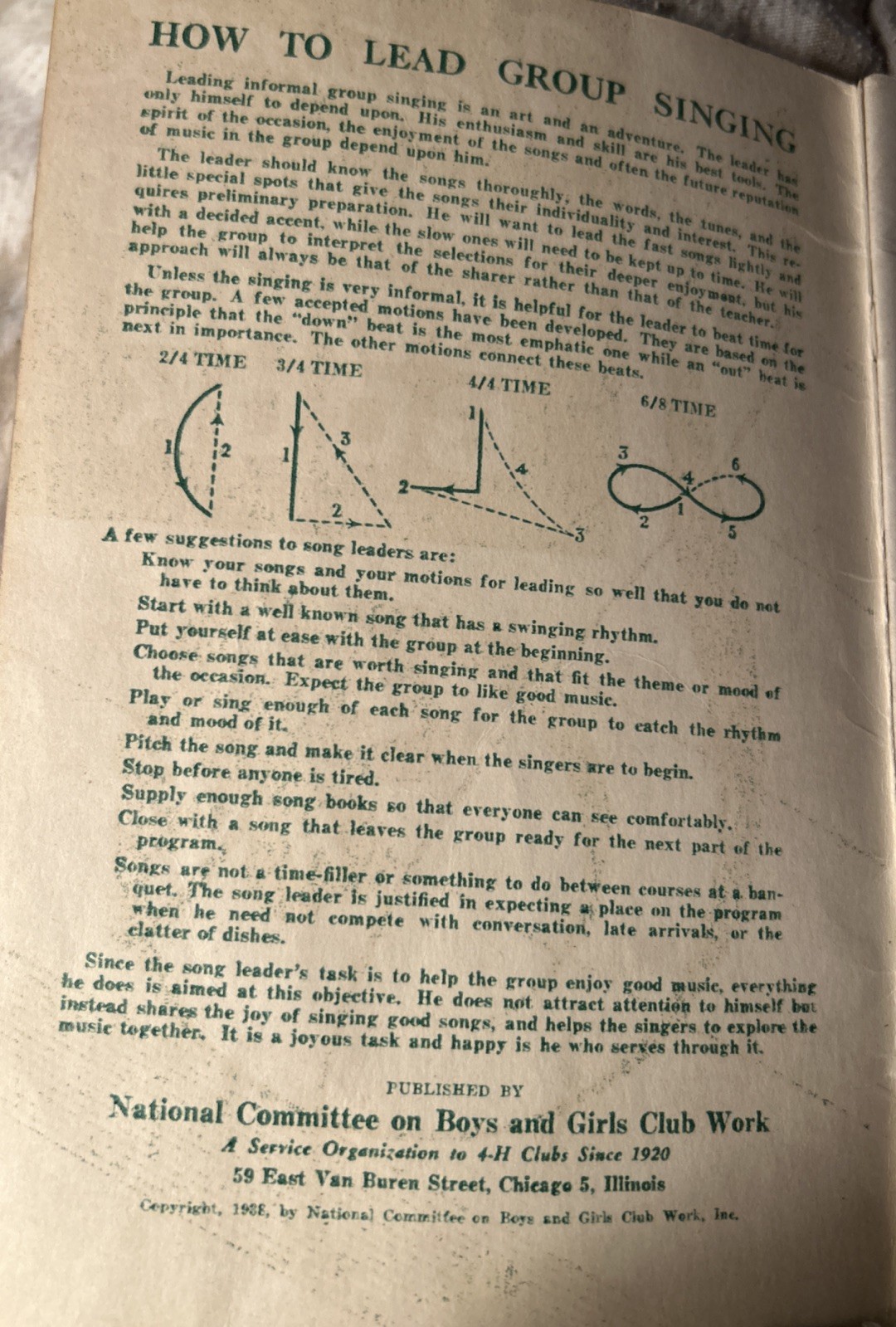 Vintage National 4-H Club National Song Book Copyright 1938
