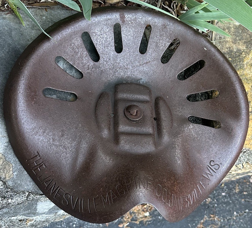 ANTIQUE JANESVILLE MACHINE CO WISCONSIN PRESSED STEEL TRACTOR SEAT