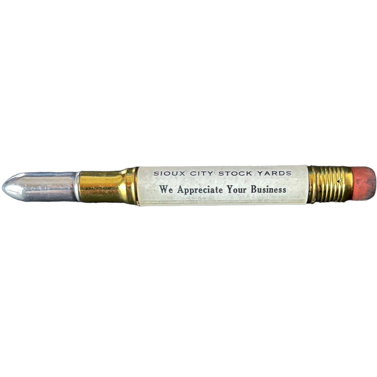 Vtg Sellon & Peterson Commission Co LiveStock Bullet Pencil Sioux City IA EUC