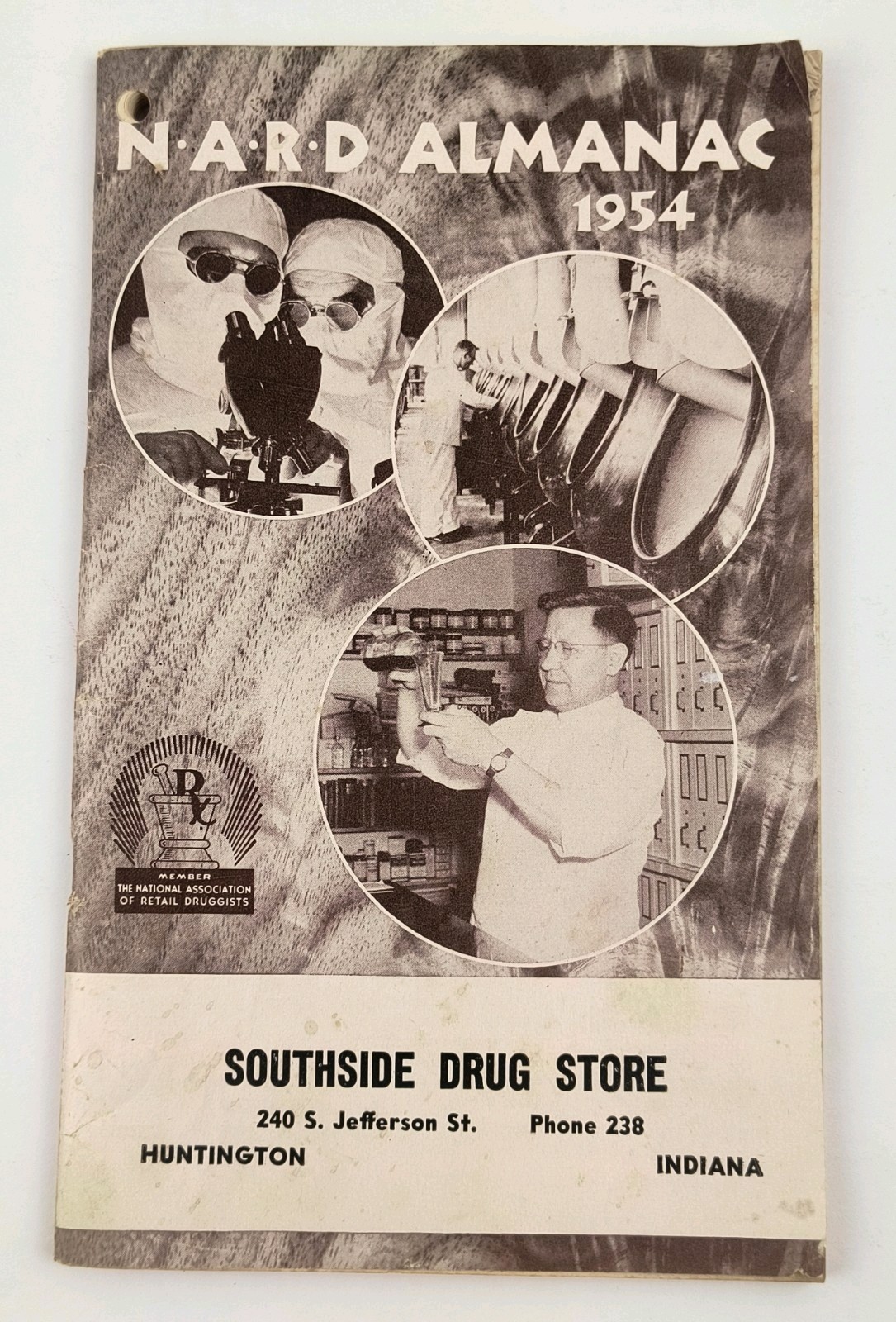 NARD Almanac Nat Druggist 1954 RX Southside Drug Store Huntington IN Indiana L2