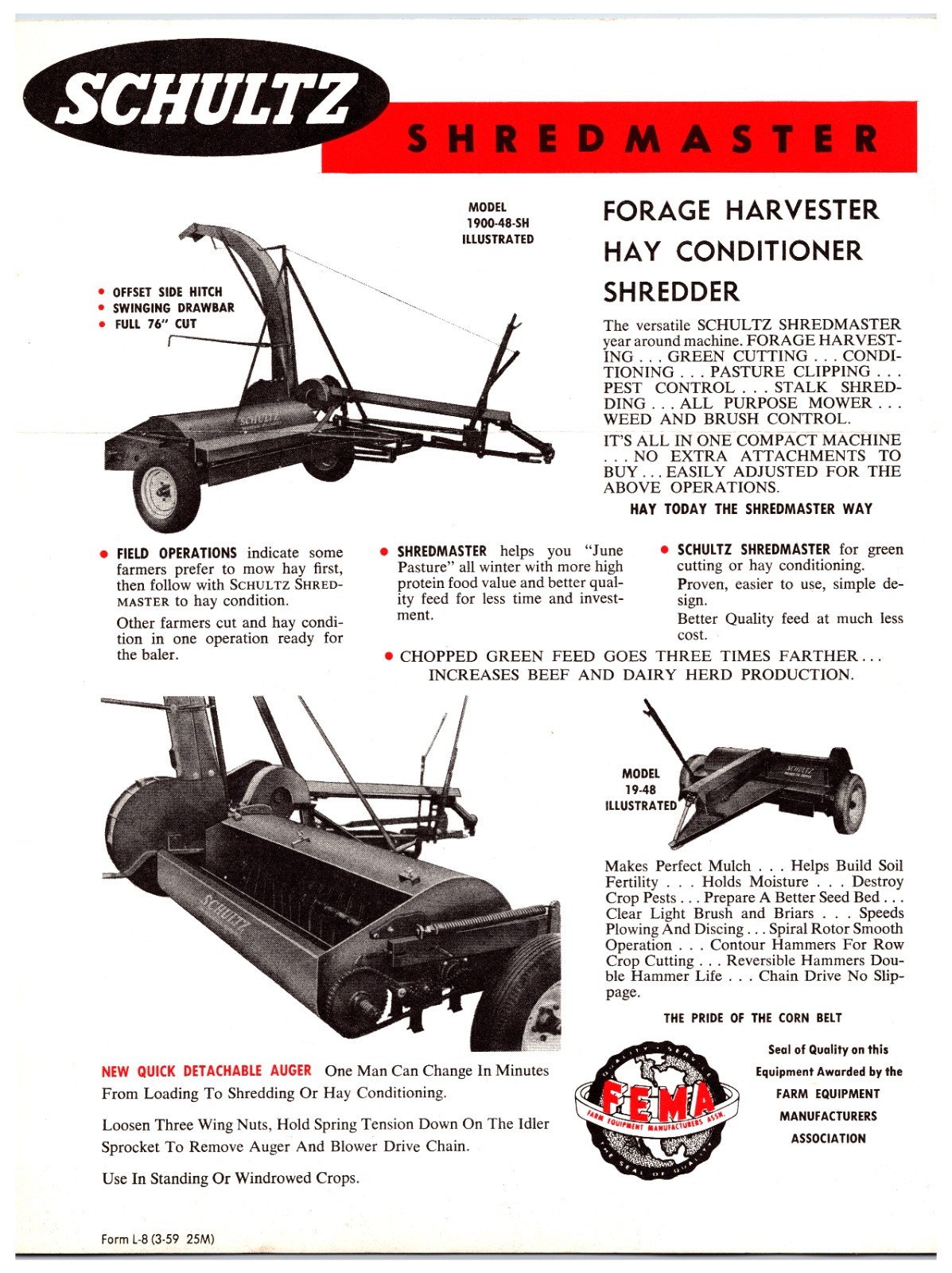 Schultz Shredmaster Hay Equipment – Original Print Ad Brochure *1960s*