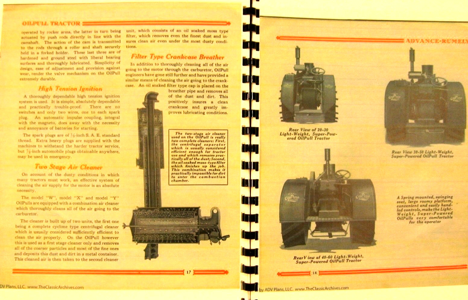 Vintage Rumely Oil Pull Tractor & Equipment Sales Catalogue All Models