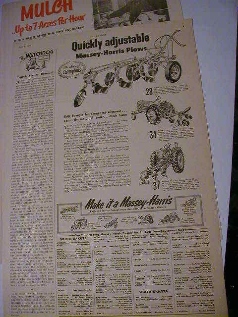 Vintage lot 9 tractor massey harris farm implement magazine print ads 1939-1957