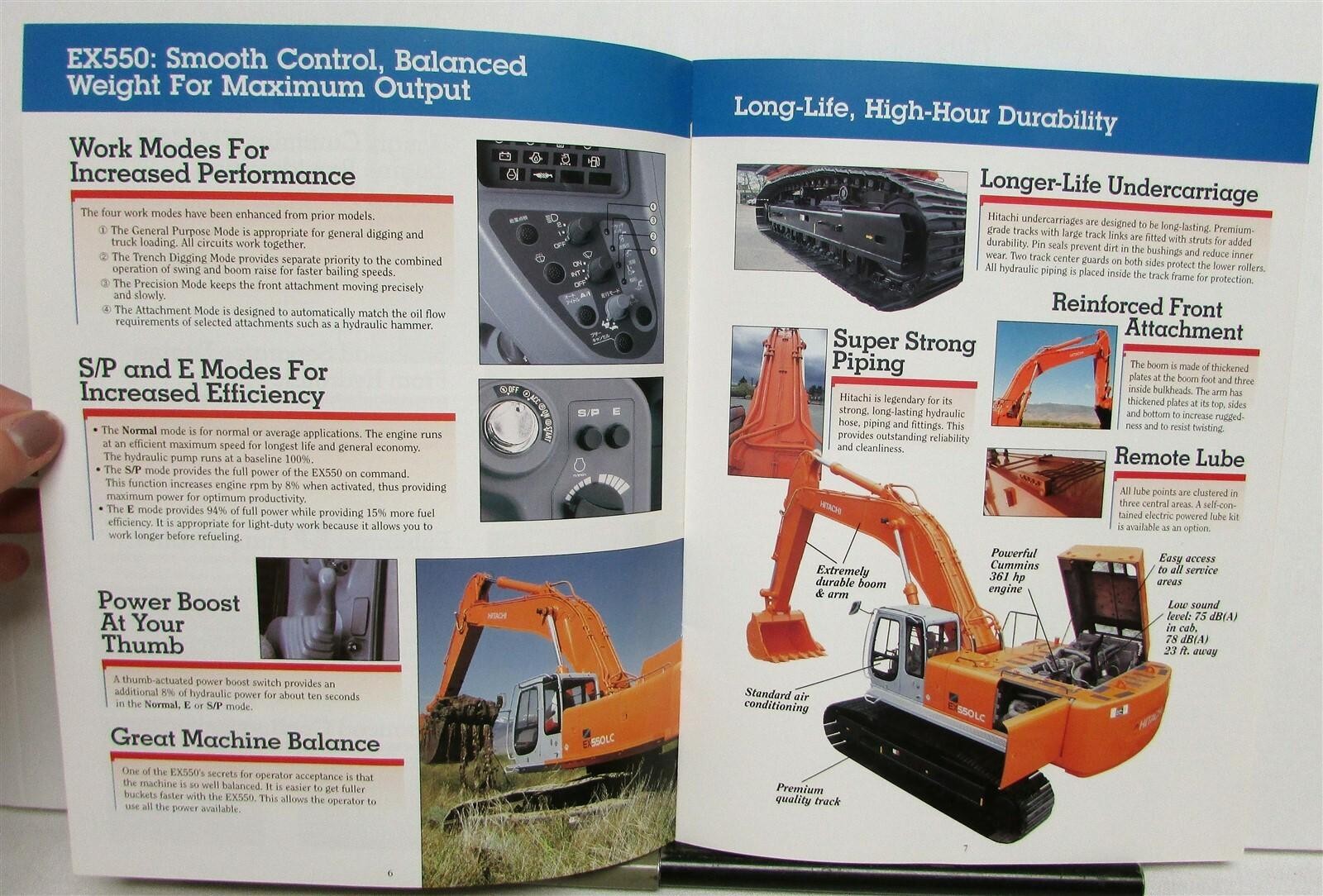 1999 Hitachi Super EX550-V Excavator Specifications Construction Sales Brochure