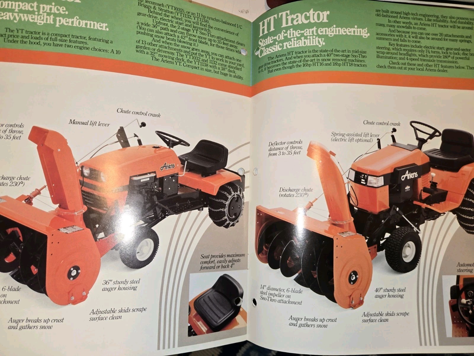1985 ARIENS SNO THROS PRODUCTS DEALERSHIP ADVERTISING BROCHURE
