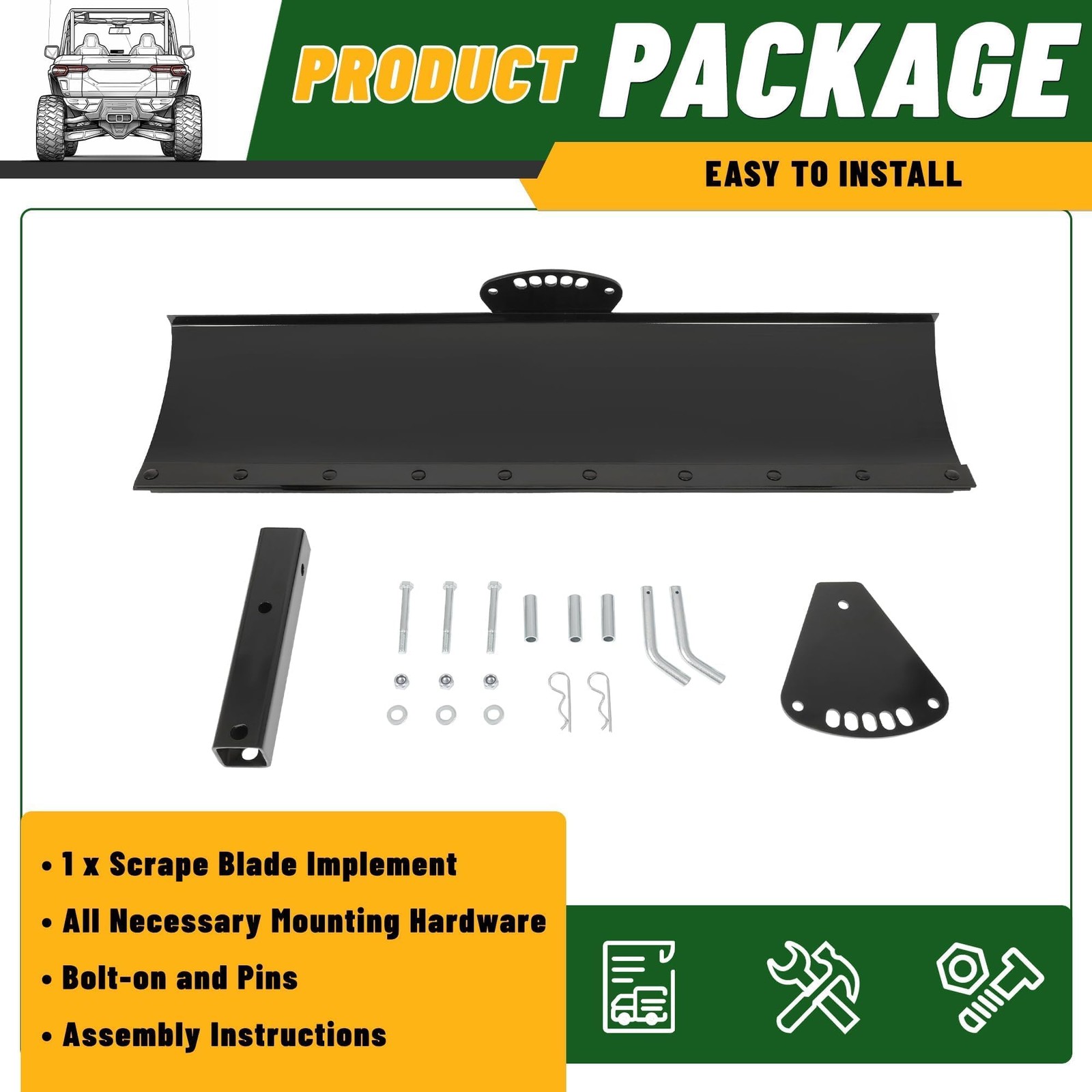 ECOTRIC 3Point 48&Prime; Scrape Blade Implement 2 Inch Receiver ATV UTV Lawn Garden…