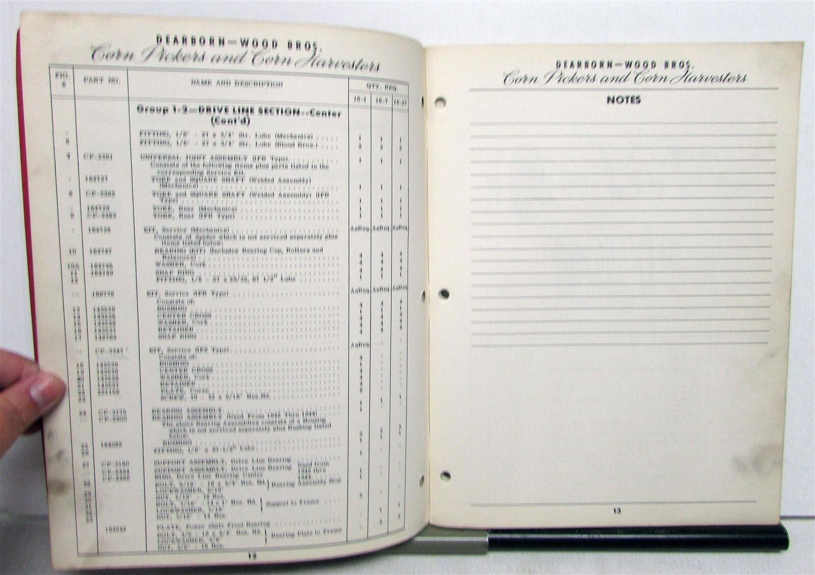 1956 Ford Corn Picker/Harvester Specs Diagrams Agriculture Sales Parts Book