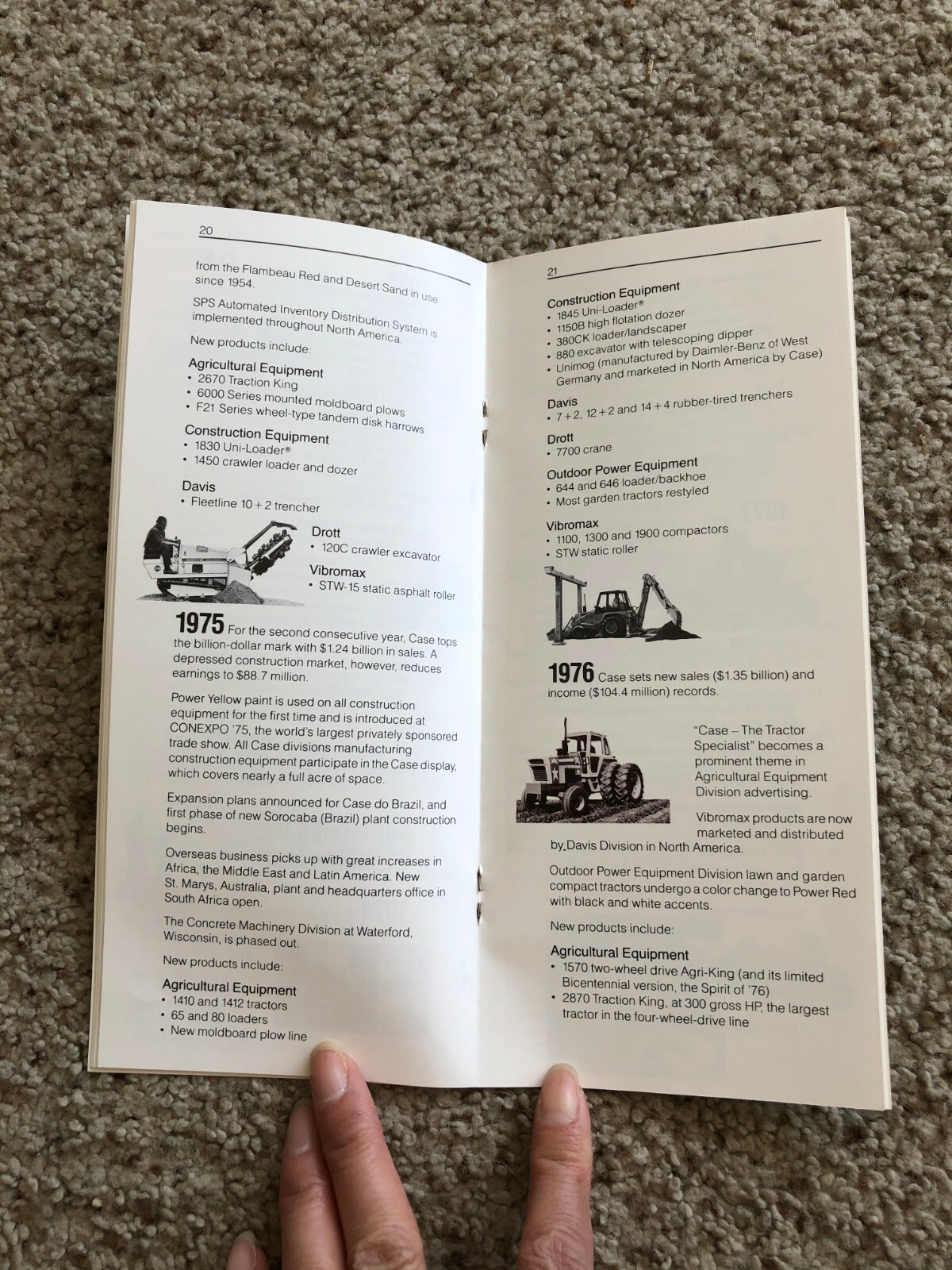 1986 Case Historical Summary factory catalogue.