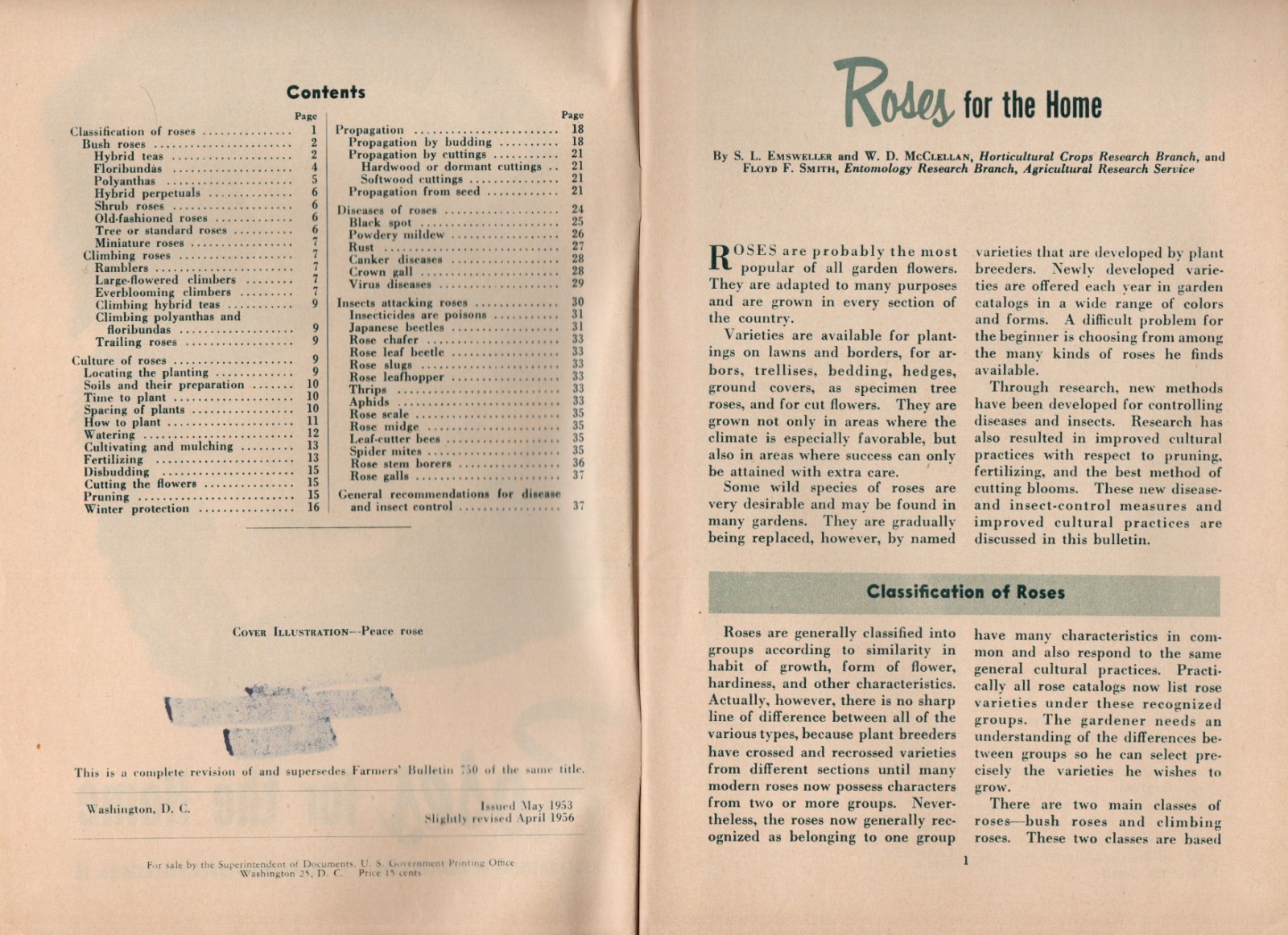 U. S. Department of Agriculture Home and Garden Bulletin no. 25 Roses – XL4B