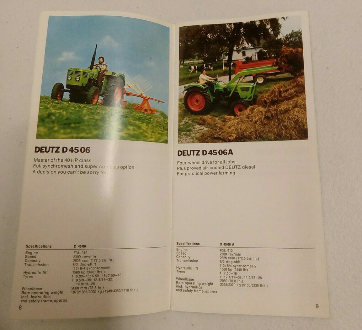 VINTAGE 1976 DEUTZ 06 SERIES TRACTOR BROCHURE MODEL D-30 to D-130 PRINTED 8/1976