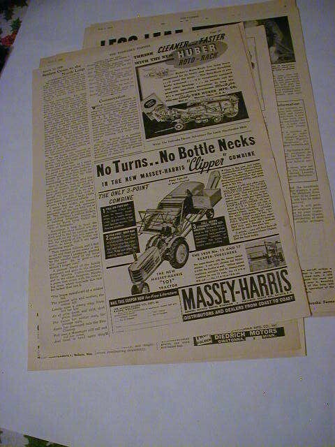 Vintage lot 9 tractor massey harris farm implement magazine print ads 1939-1957