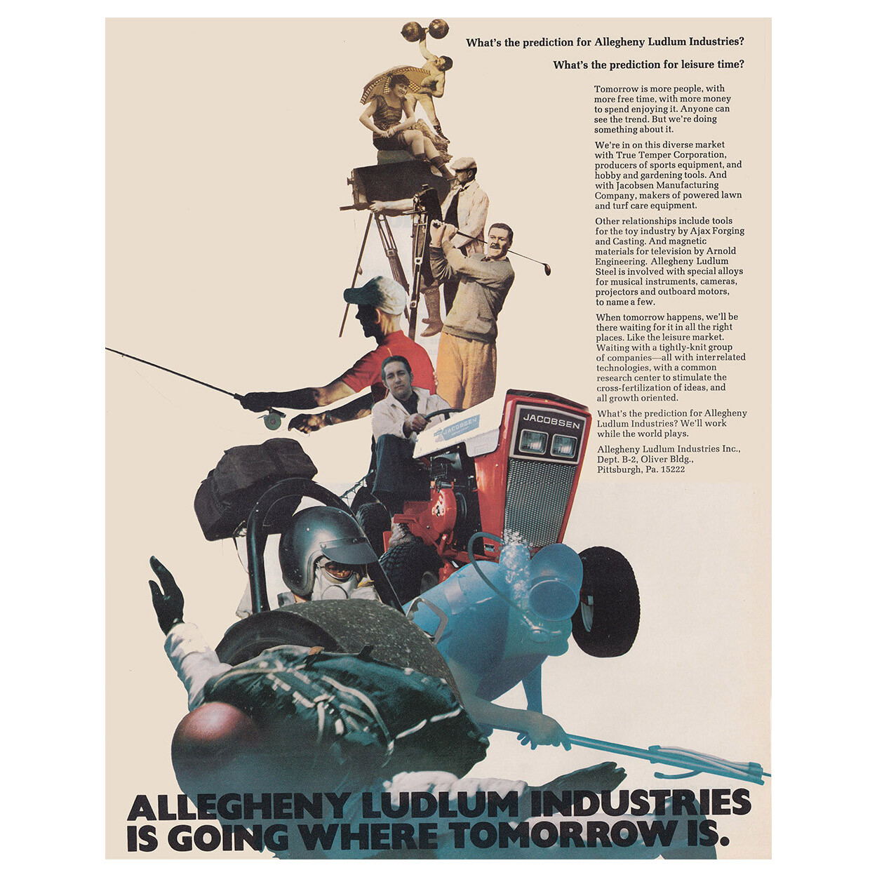 1970 Jacobsen, Allegheny Ludlum: Prediction Leisure Time Vintage Print Ad