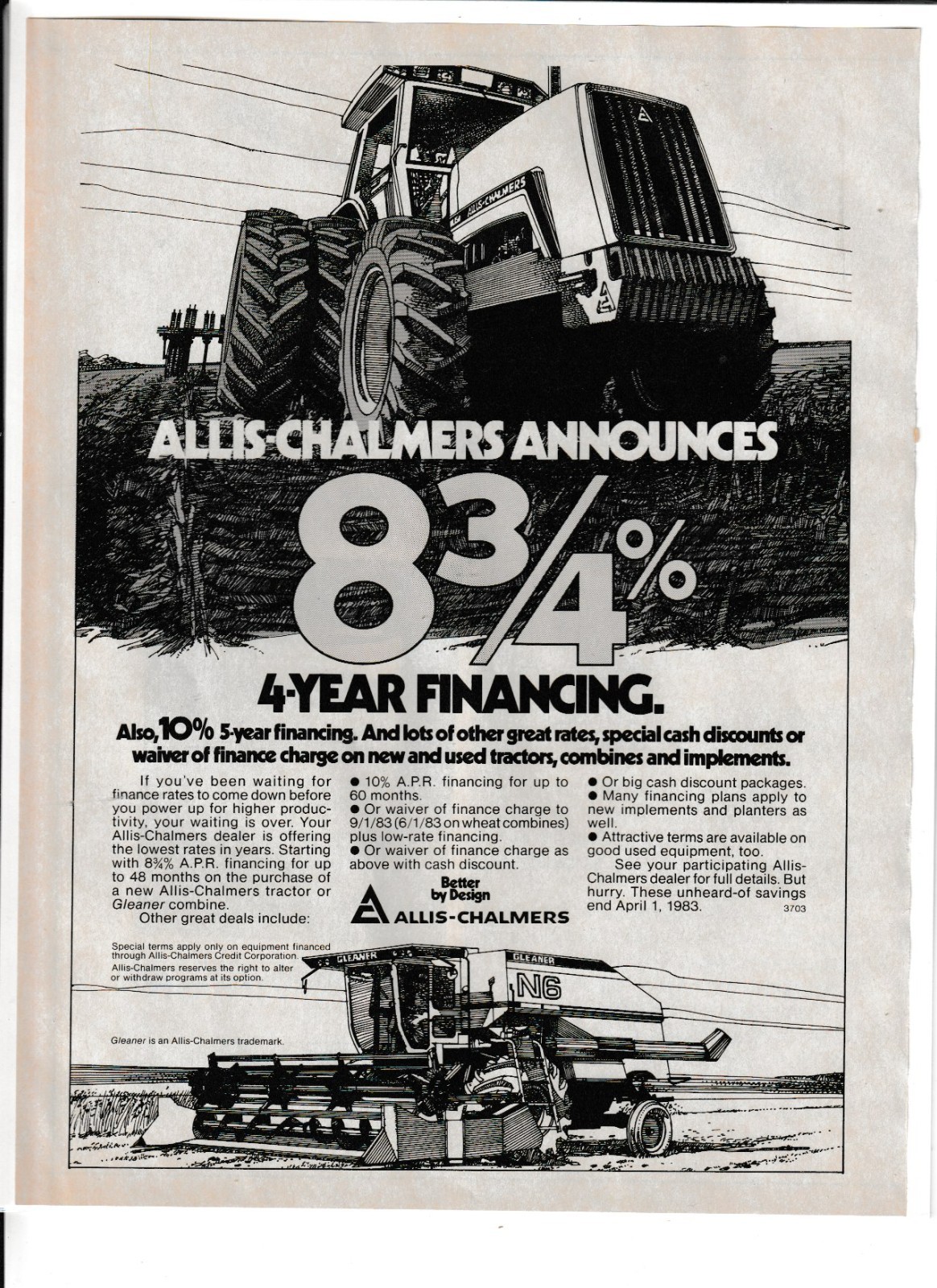 Original 1983 Allis-Chalmers Tractor Magazine Ad. « Allis-Chalmers Announces … »