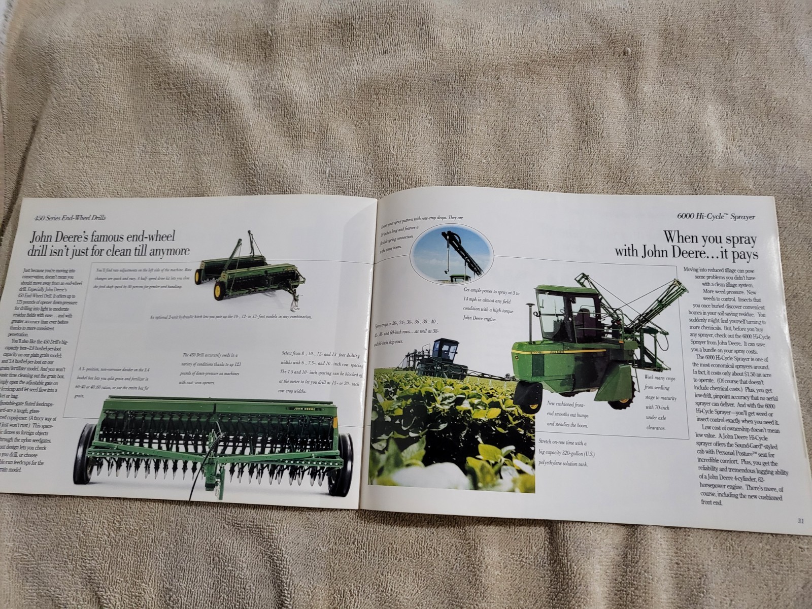 1992 Vtg John Deere Ag BROCHURE Farming NO TILL Drill Rotary Hoe Disc MaxEmerge2