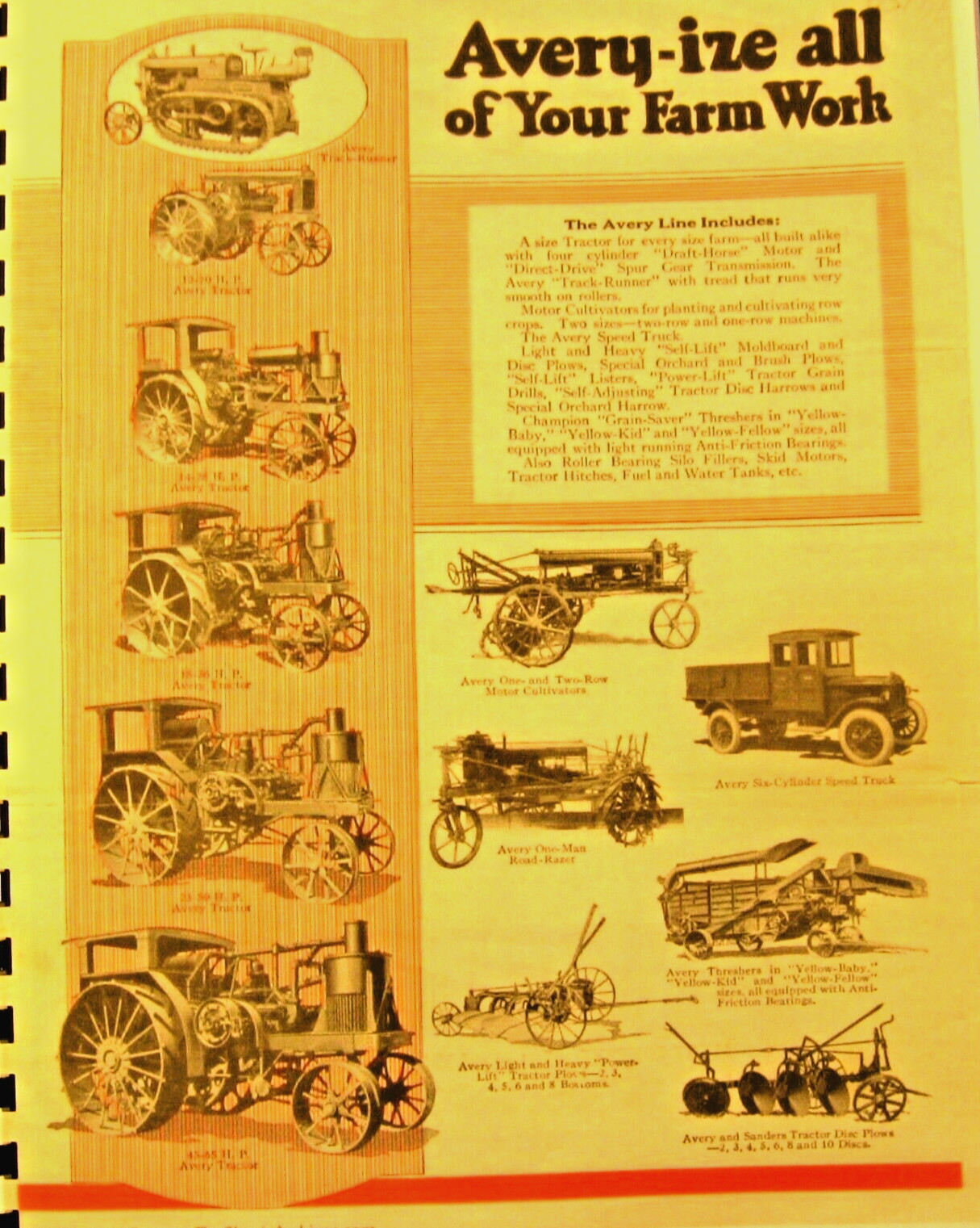 Avery Tractors Sales & Information Manual Tractors-Cultivators-Threshers-Trucks