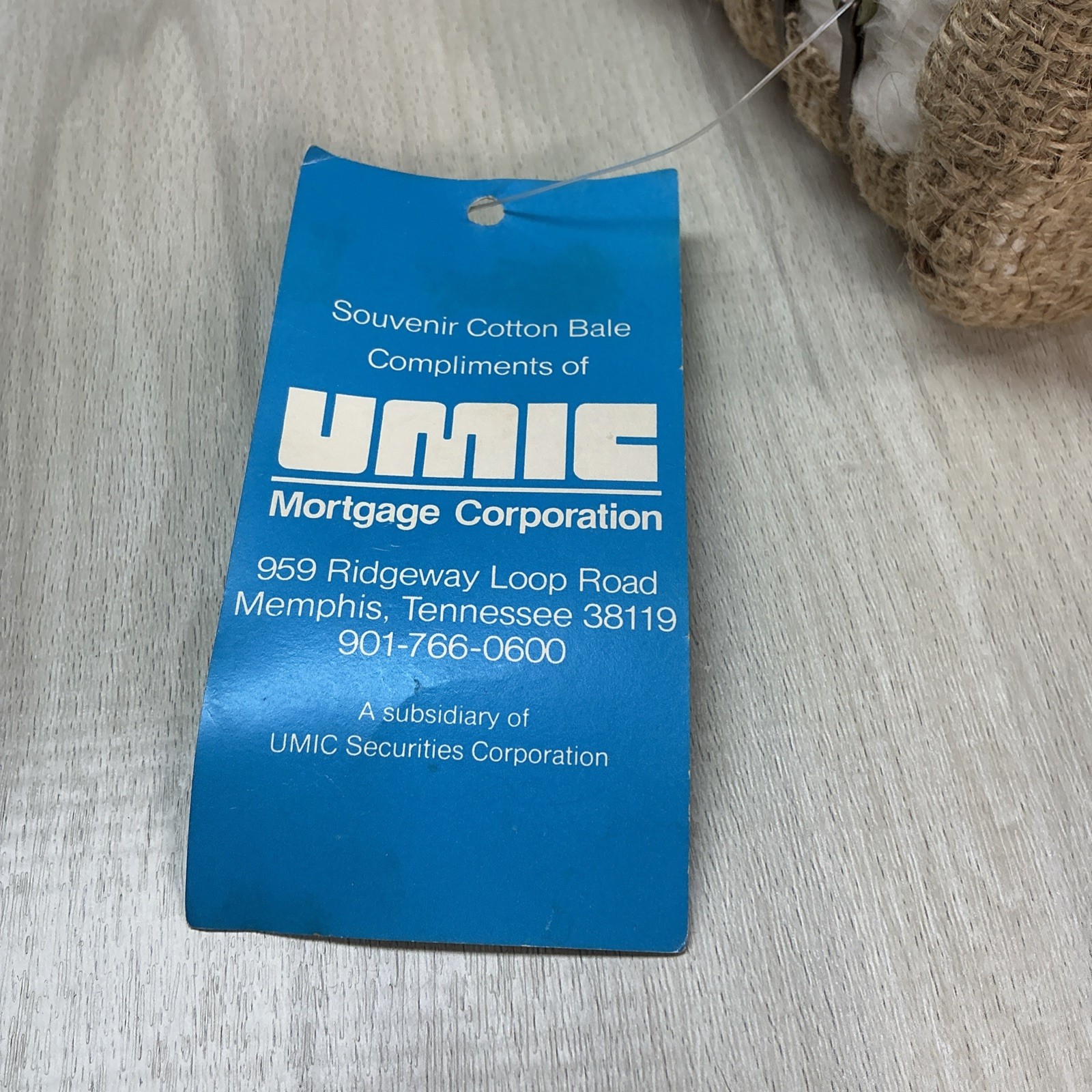Vintage Cotton Bale Souvenir From Tennessee – Small 4.4 Oz Miniature With Tag