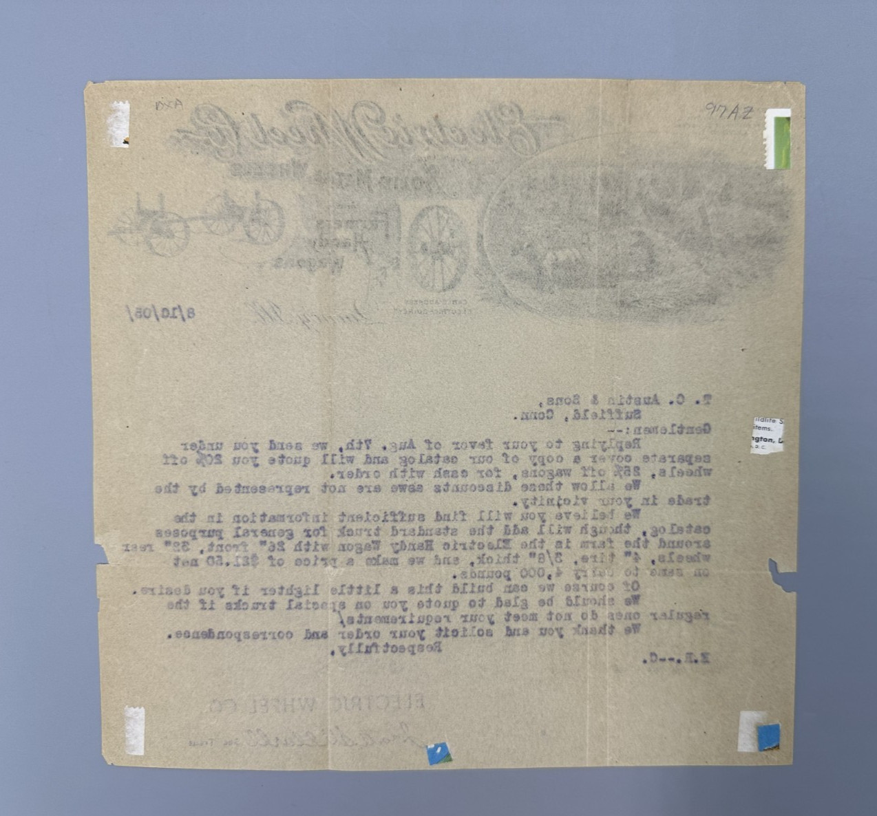 1904 ELECTRIC WHEEL Co FARM WAGONS Letter QUINCY Illinois Advertising