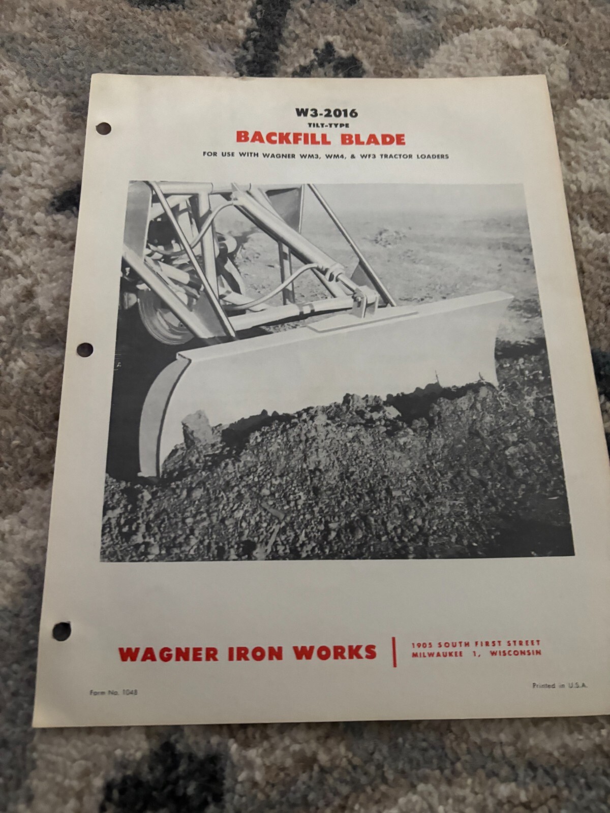 Wagner Iron Works W3-2016 Tilt Type Backfill Blade Brochure FCCA25