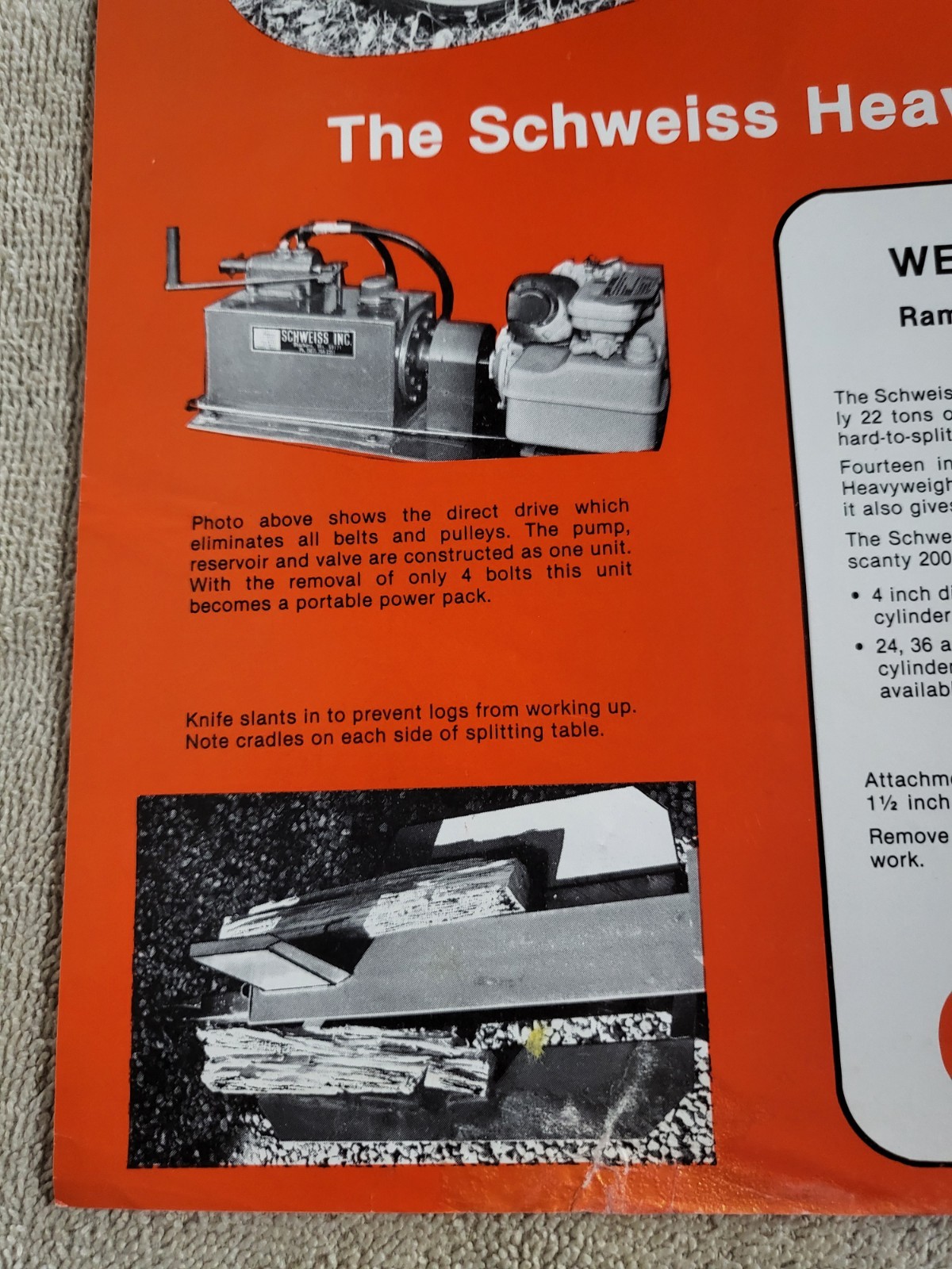 Vintage 1970s SCHWEISS SALES BROCHURE Wood Log Splitter Tractor Can Crusher