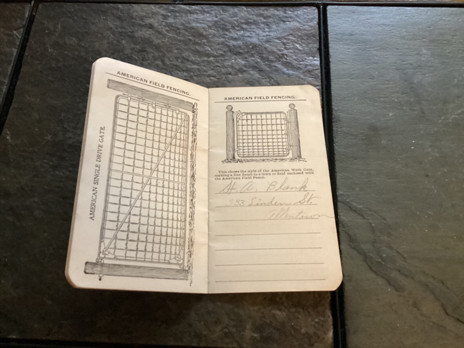 1901 American Field & Hog Fence, American Steel & Wire Co. Memo Book