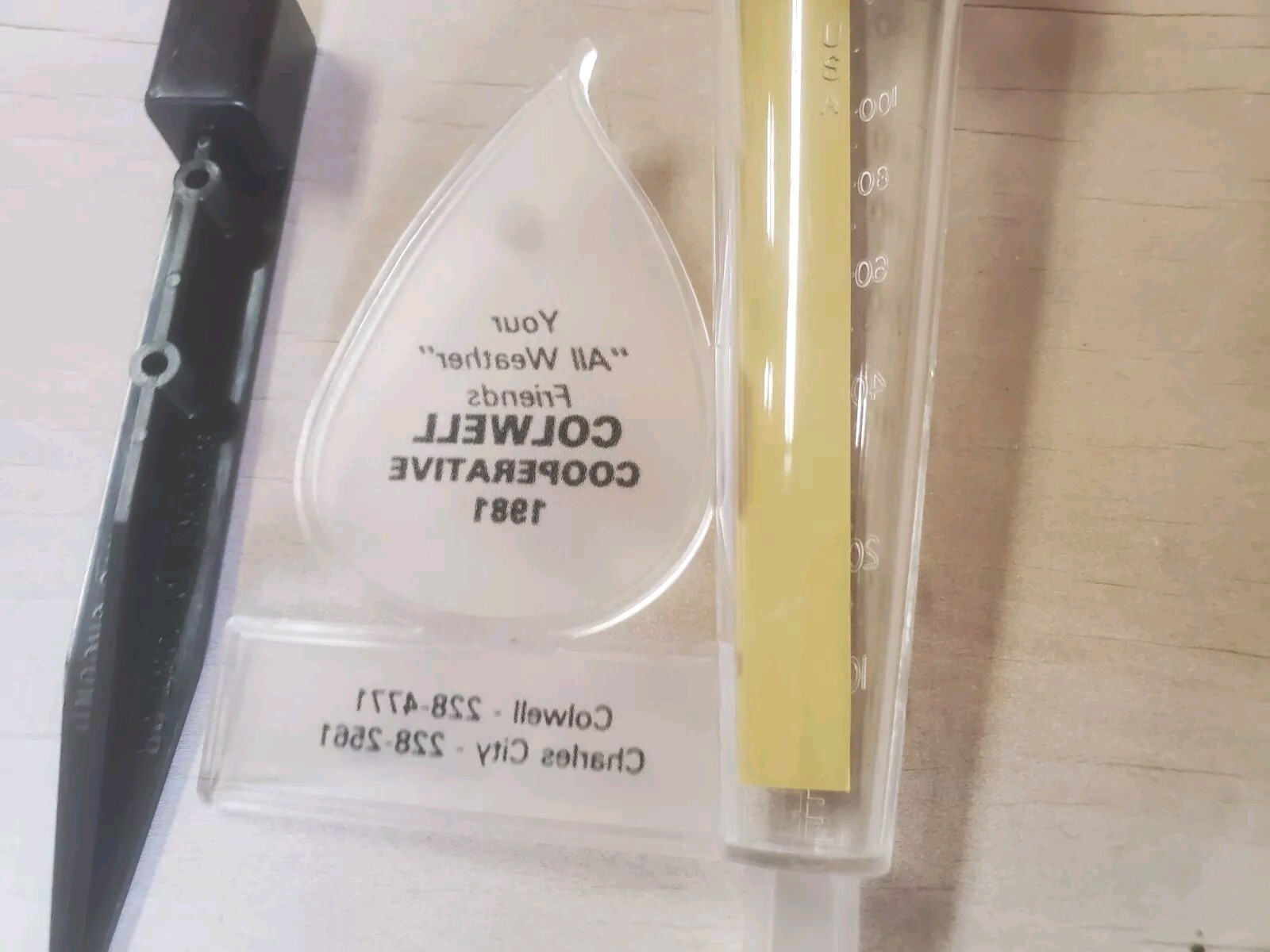 Plastic Rain Guage Colwell Cooperative 1981 Charles City Colwell Iowa Grain Farm