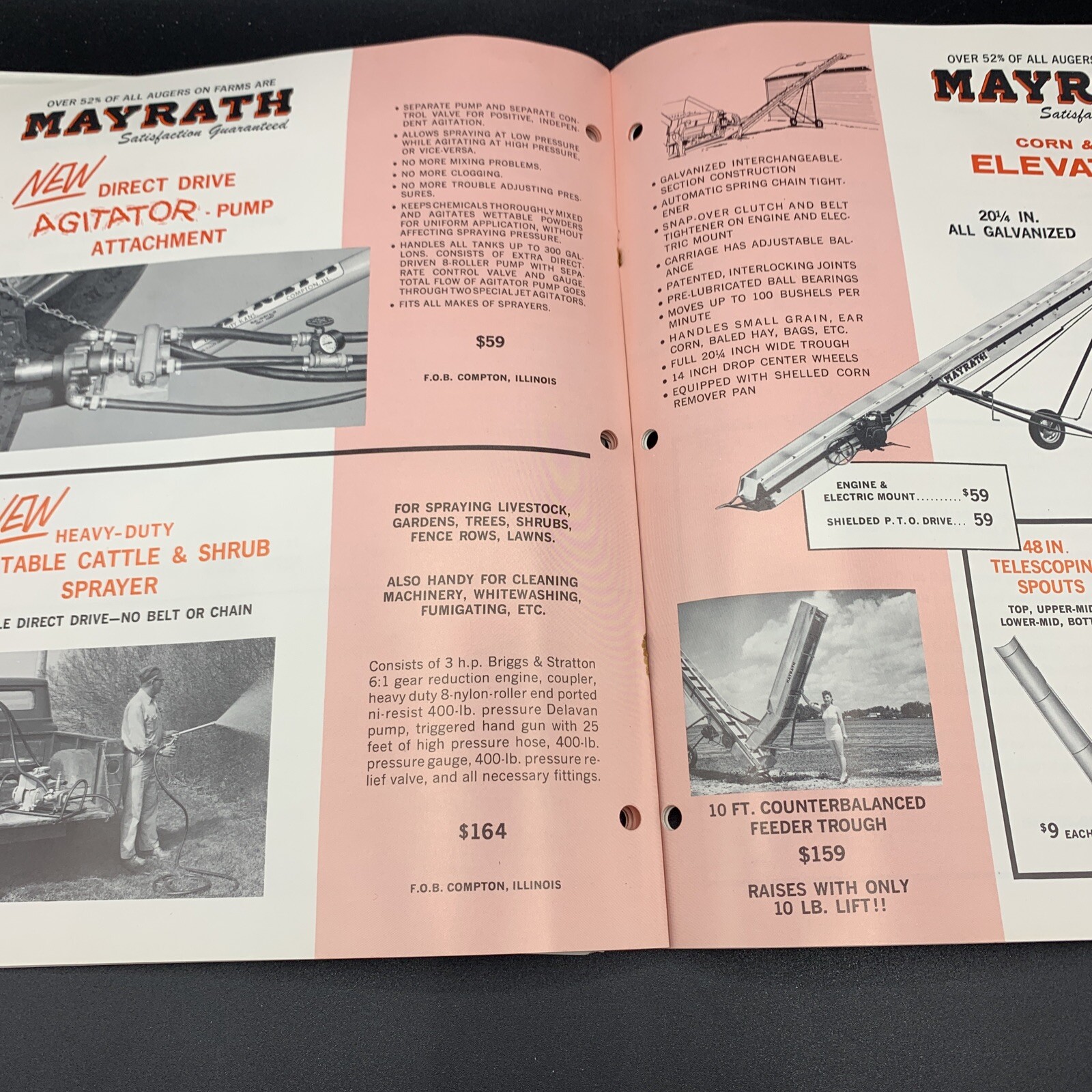 Original 1966 Mayrath Company Farm Equipment Brochure-W/Cover Sheet Compton IL