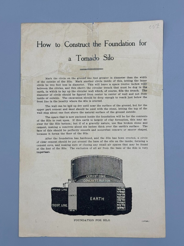 1890s TORNADO SILO Instructions WR HARRISON Farm Advertising MASSILLON Ohio