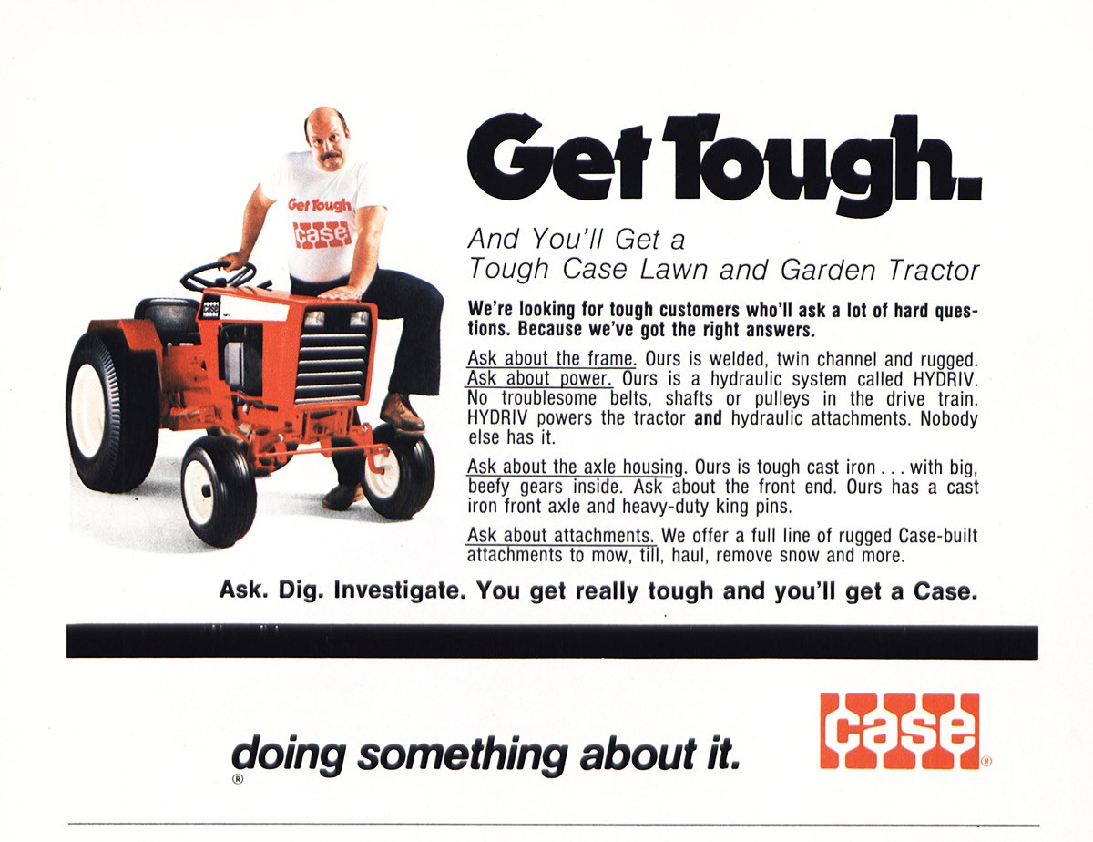 1978 Case Lawn and Garden Tractor: Get Tough Vintage Print Ad
