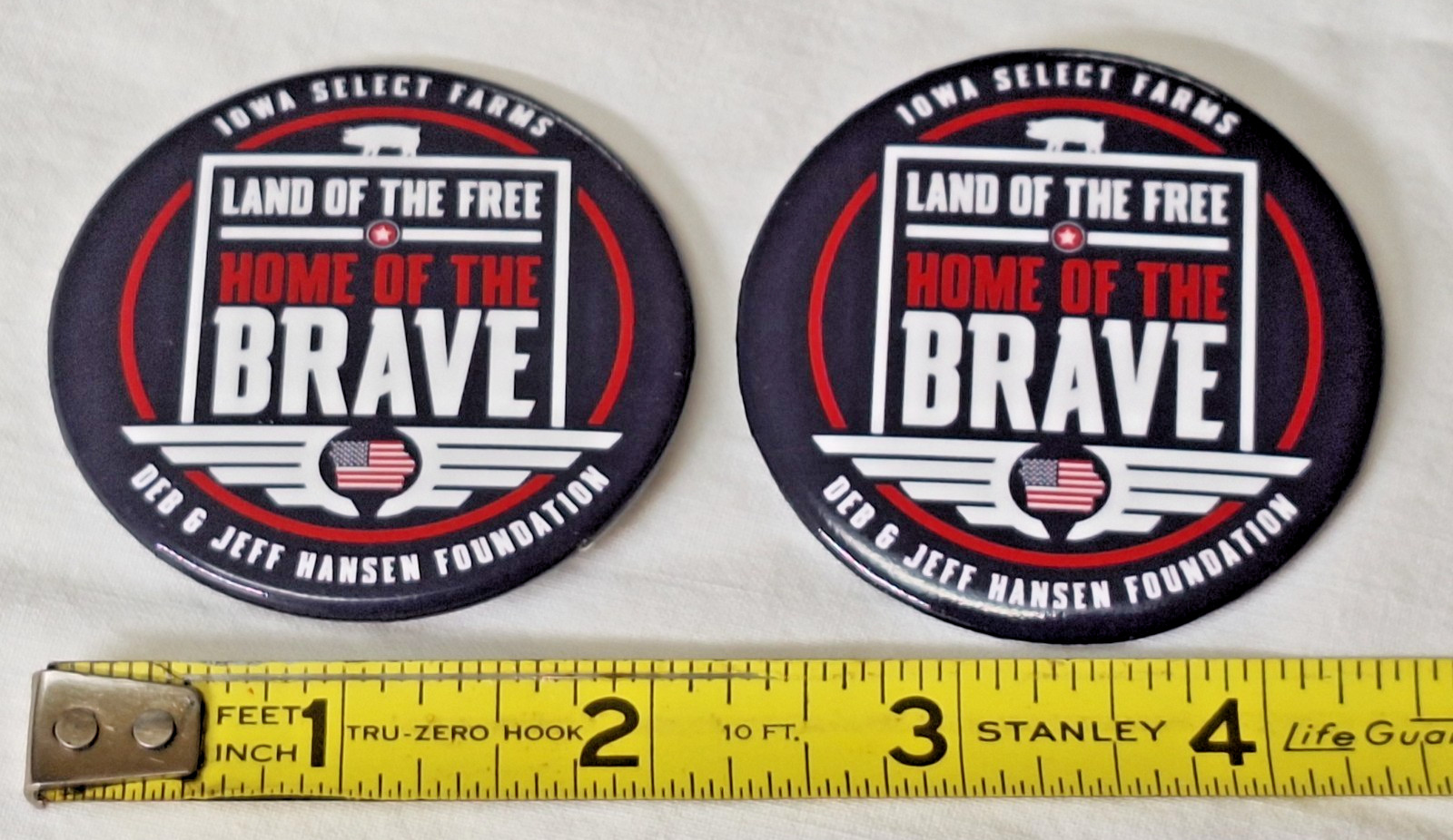 IOWA SELECT FARMS LAND OF THE FREE HOME OF THE BRAVE JEFF HANSEN FOUNDATION PIN