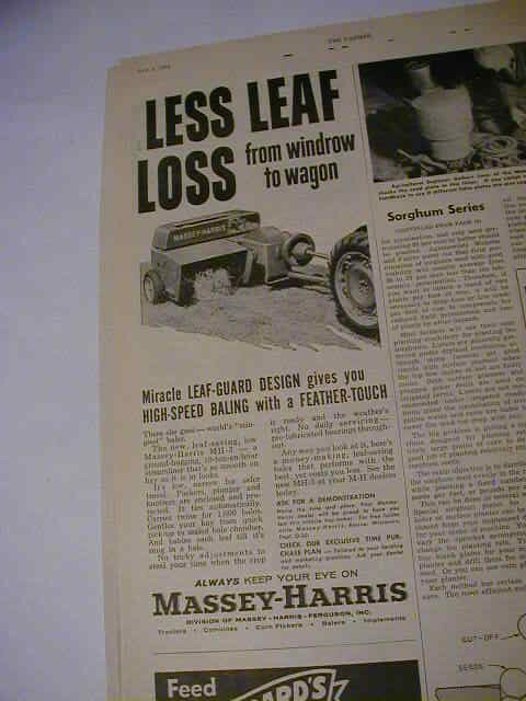 Vintage lot 9 tractor massey harris farm implement magazine print ads 1939-1957