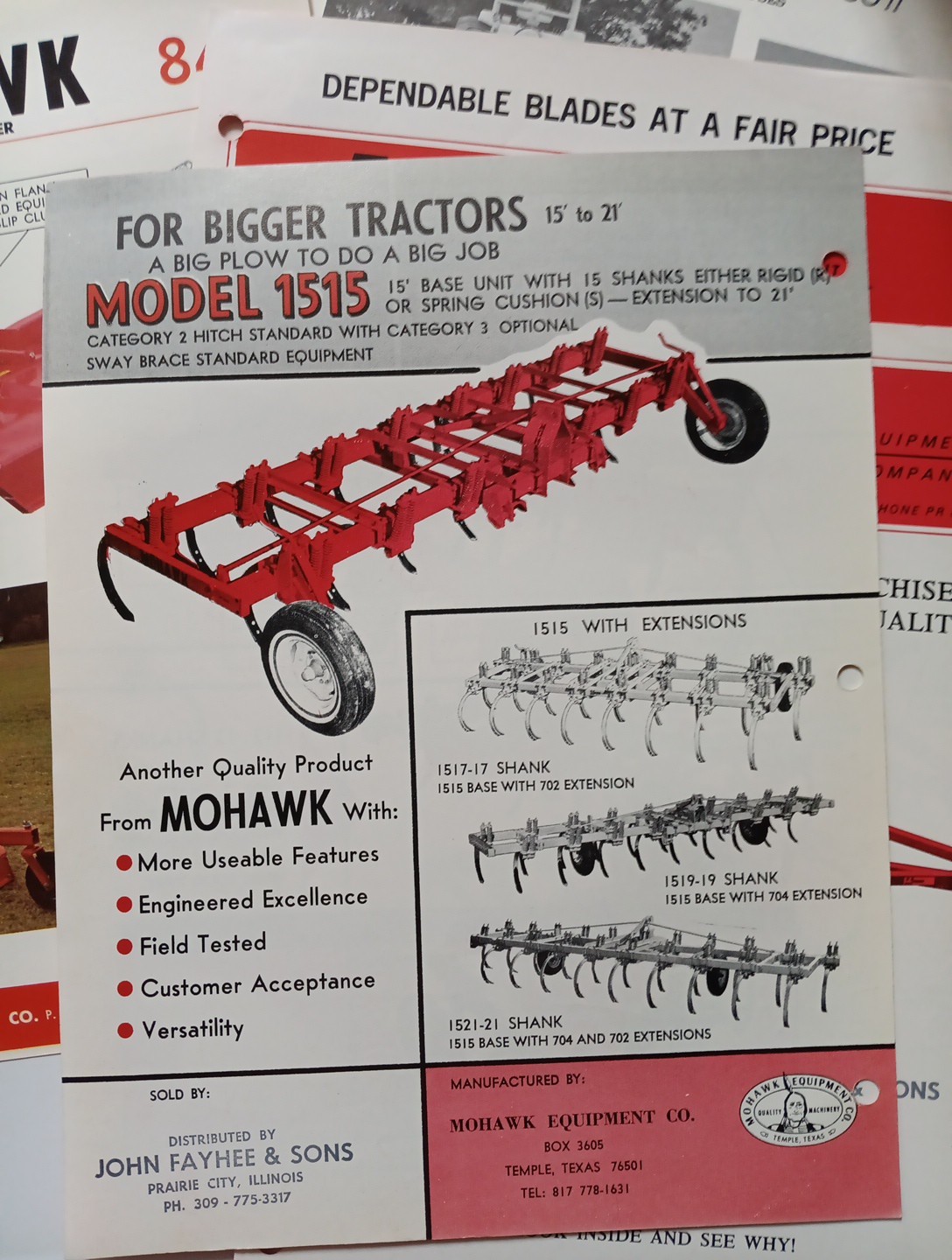6 Mohawk Implements Spec Sheets Brochures Vintage Farming Advertising