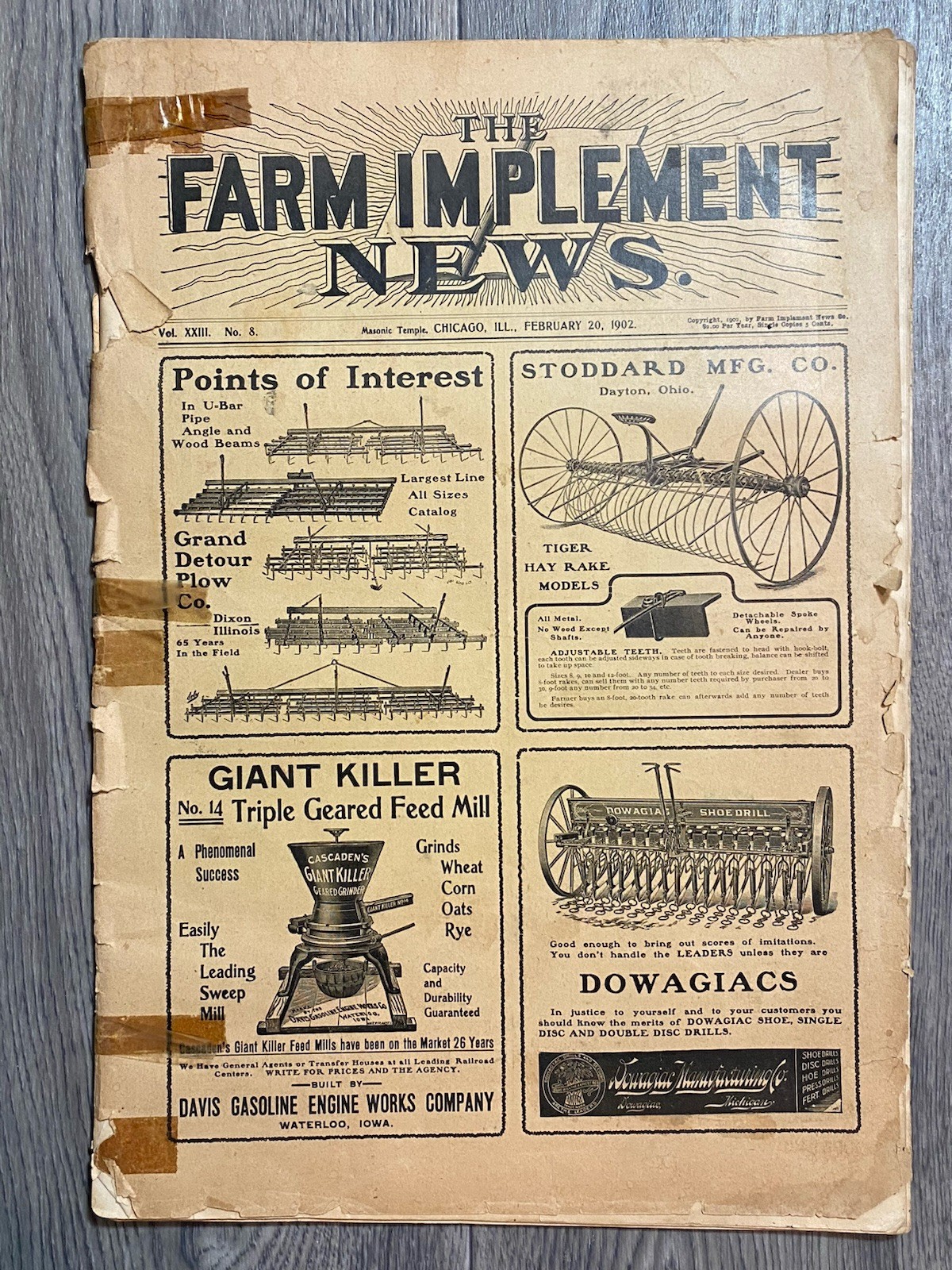 1902 The Farm Implement News Advertising Newspaper Chicago Masonic Temple