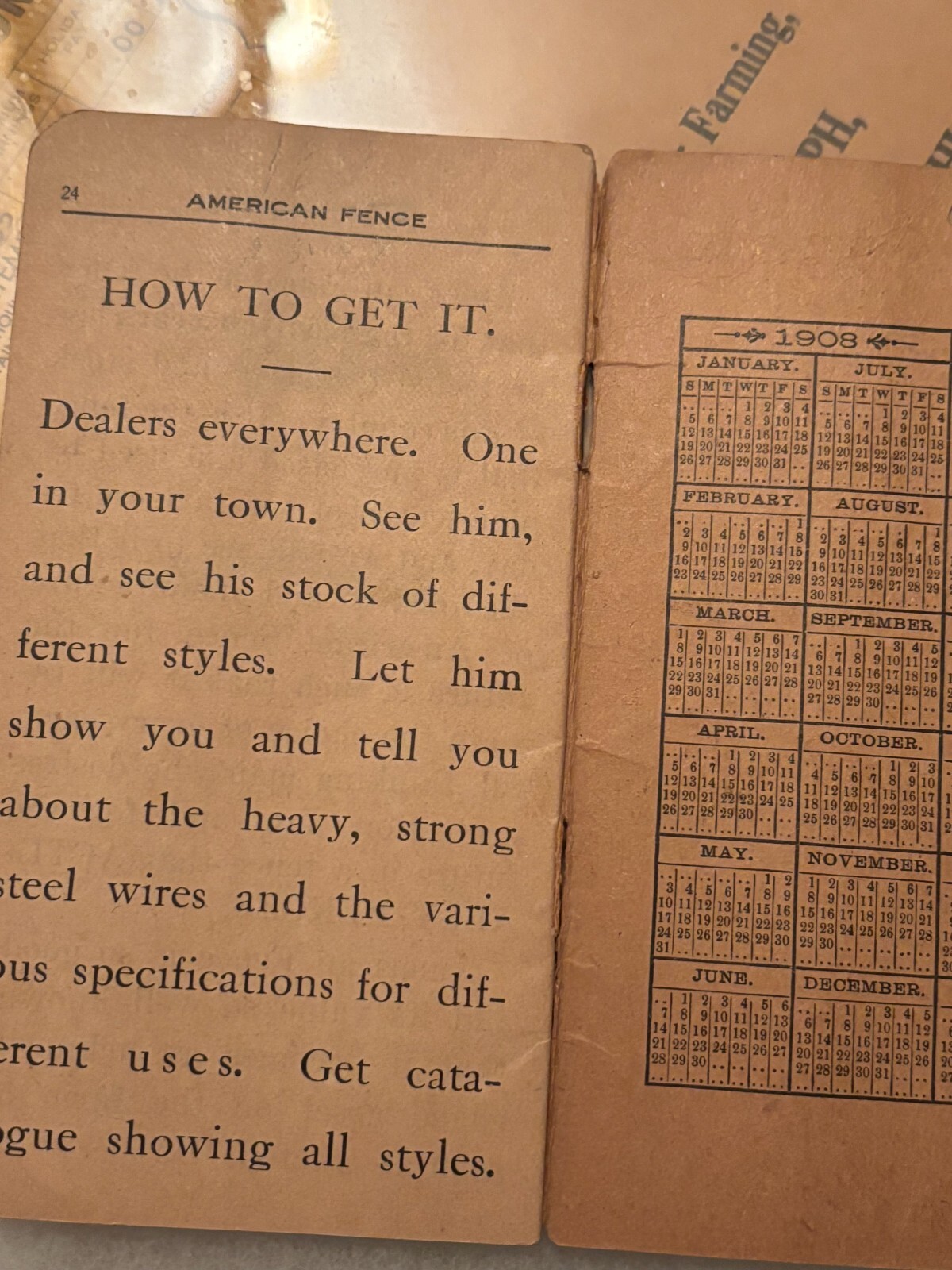 Vintage American Fence American Steel & Wire Co. Red Pocket Memorandum Book