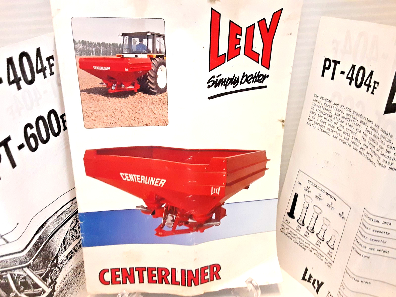 Vintage Lely Centerliner Fertilizer Spreaders PT404, PT600 Sales Flyers