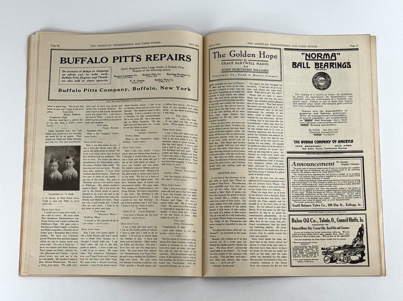 The American Thresherman & Farm Power MAGAZINE April 1918 MADISON, WIS.