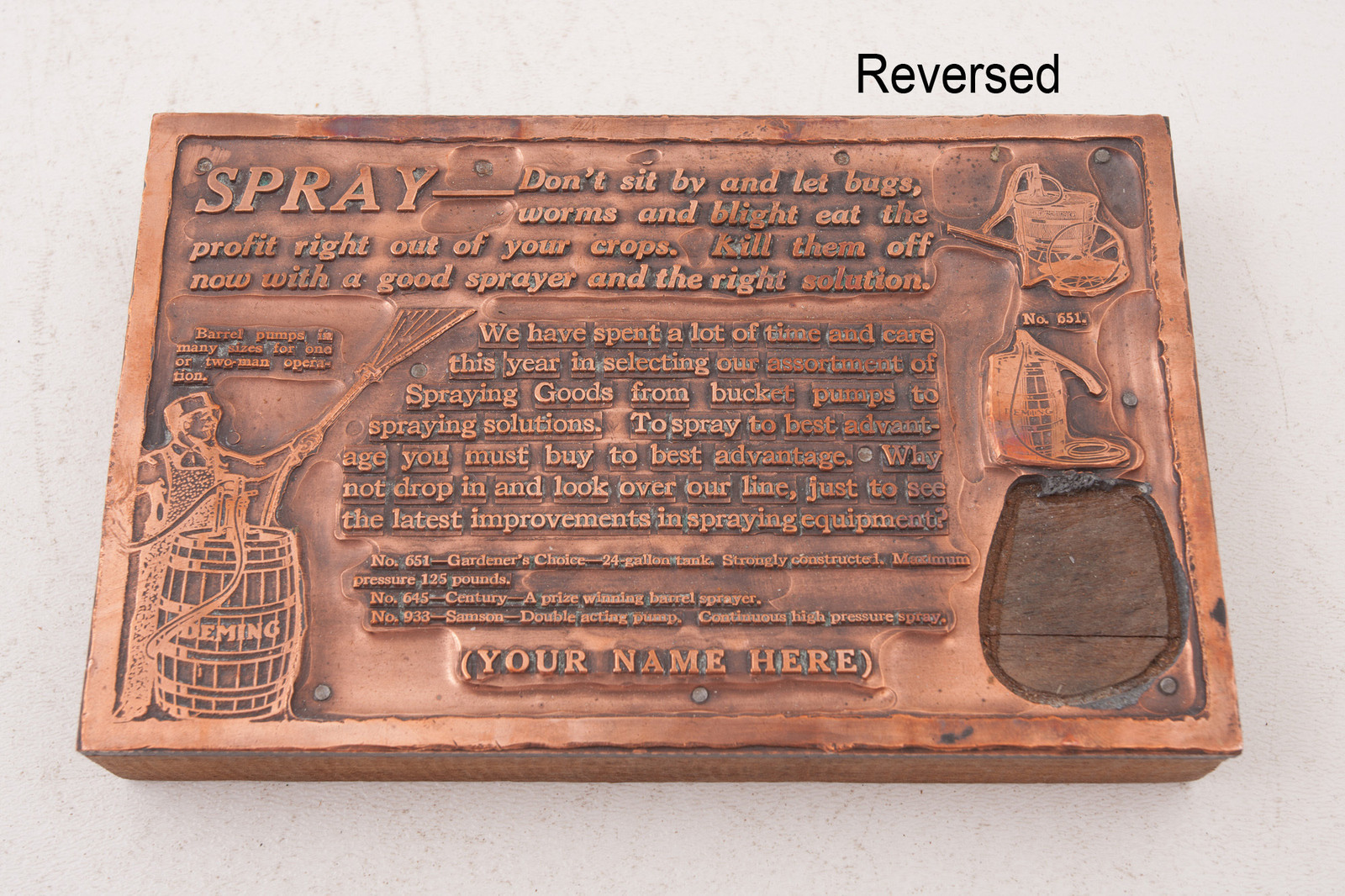 Deming Bucket Pump Sprayers Printers Block Advertising (A5L-25) Farmer Farm Copp