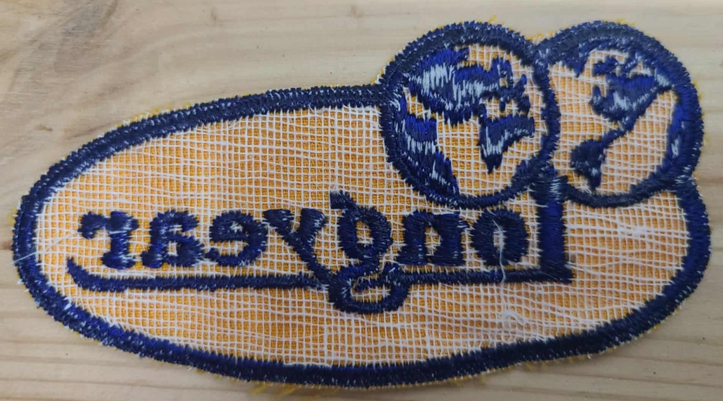 Vintage Goodyear Embroidered Patch Yellow Blue Globe Tire Logo Collectible