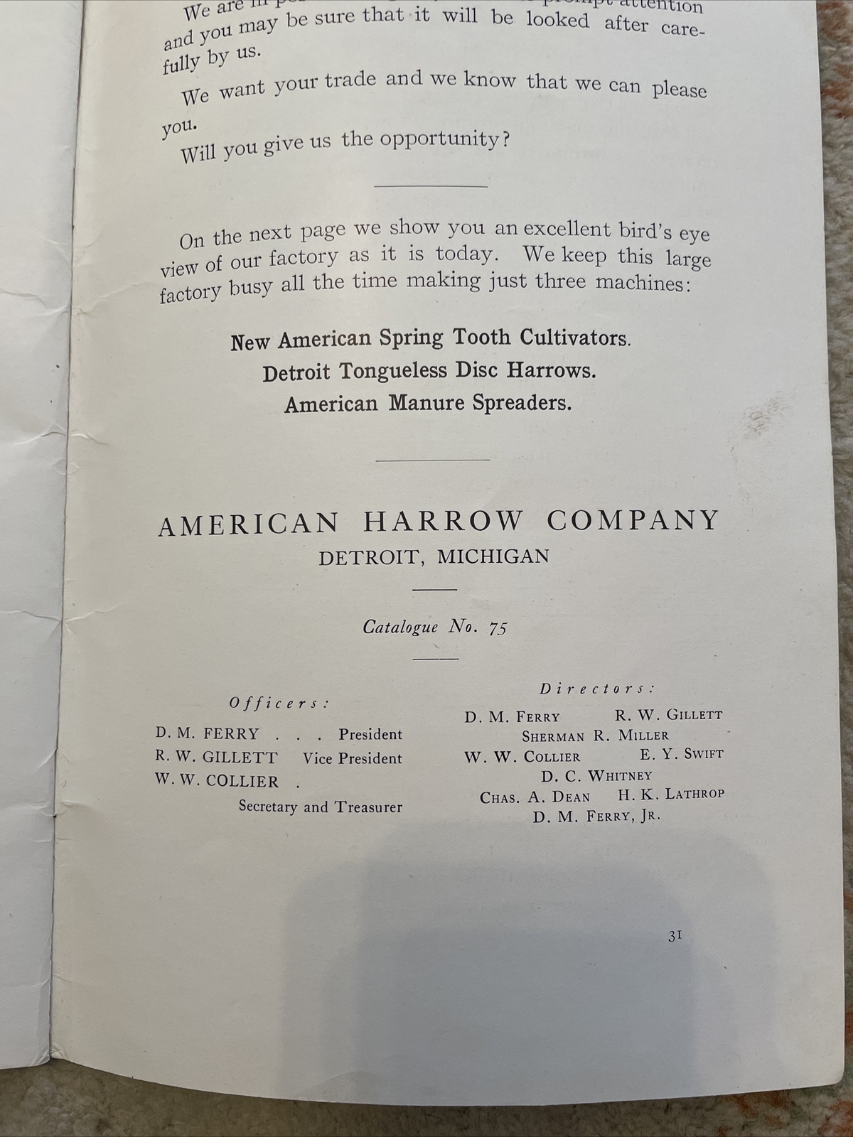 Vintage New American Cultivators Sales Brochure Catalog 1907 American Harrow Co.