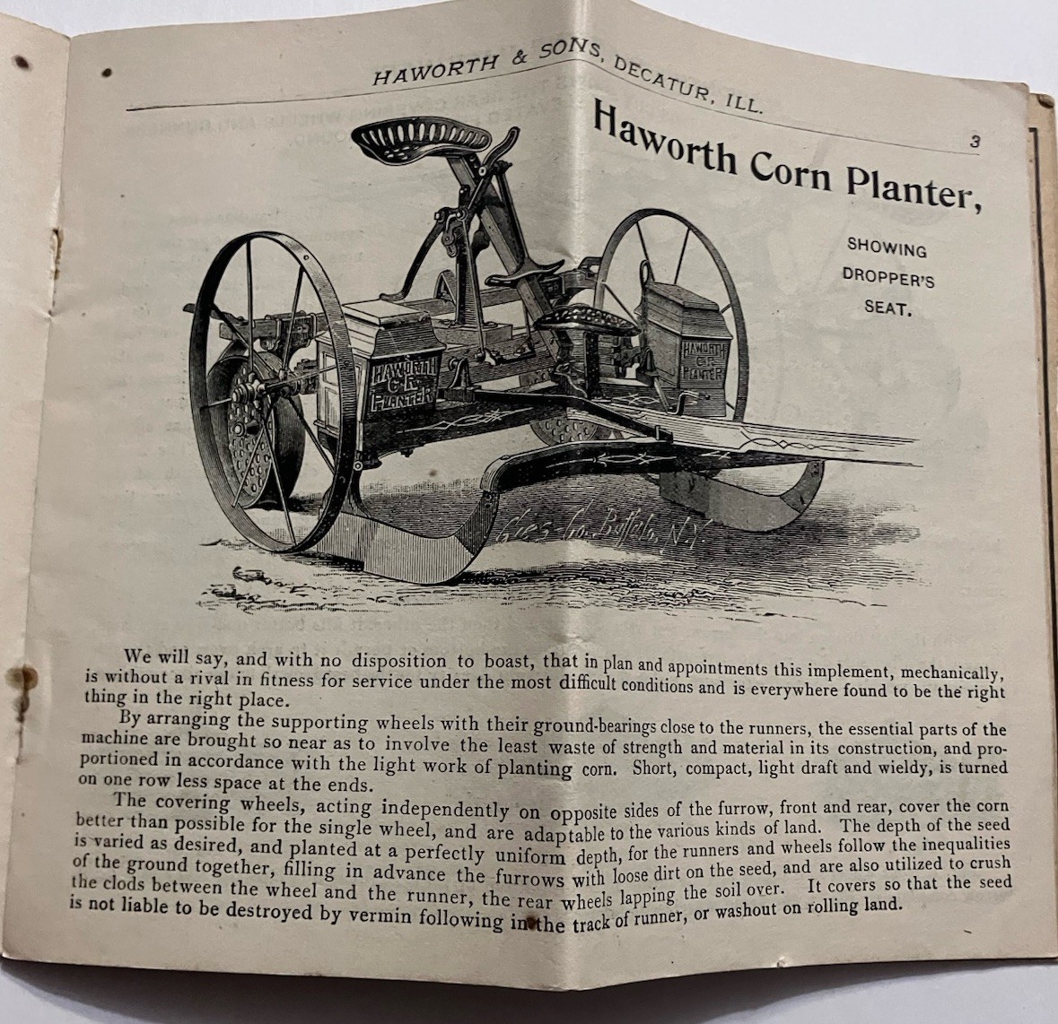 1893 Haworth & Sons Planting Machinery Trade Card Catalog Elmwood Nebraska