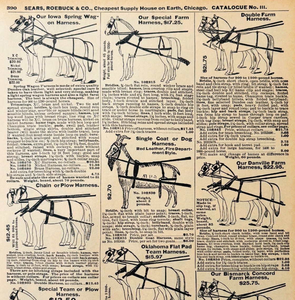 1901 Horse Goat Dog Harnesses Reproduction Advertisement Sears Agriculture DWW9B