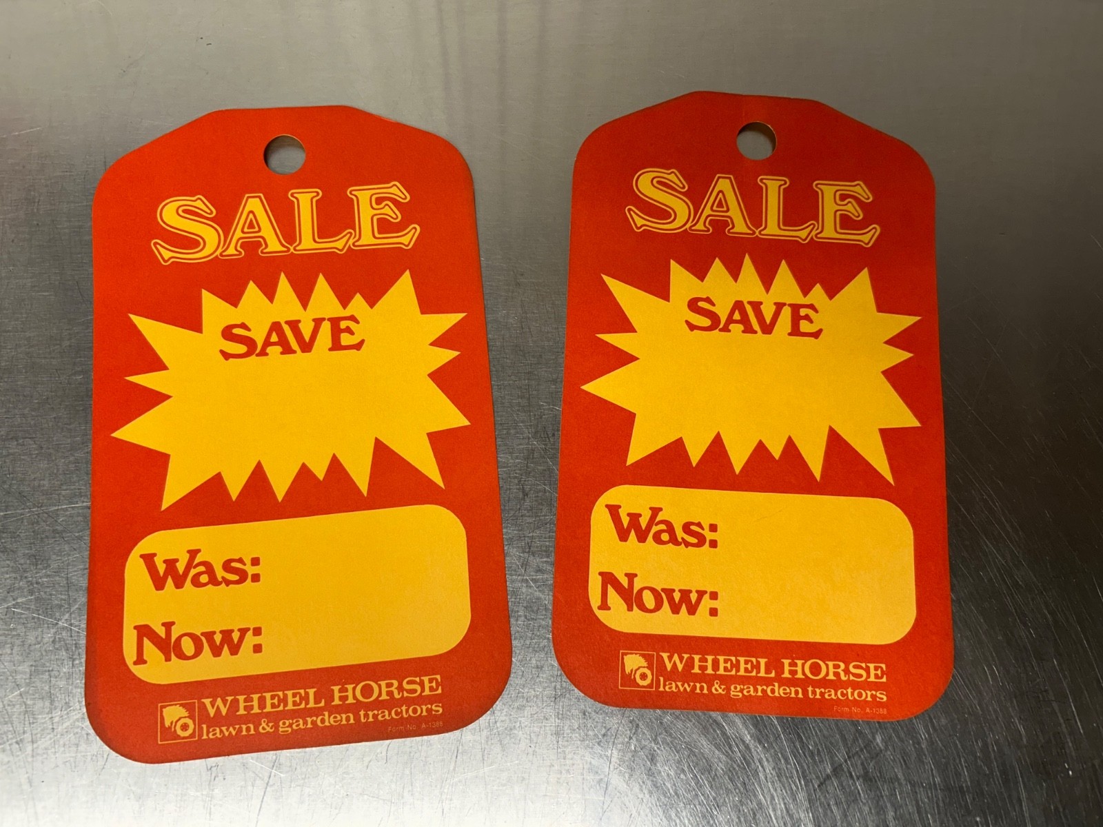 NOS Wheel Horse Dealer Price Tag Sale Hanger Tag 1970&rsquo;s