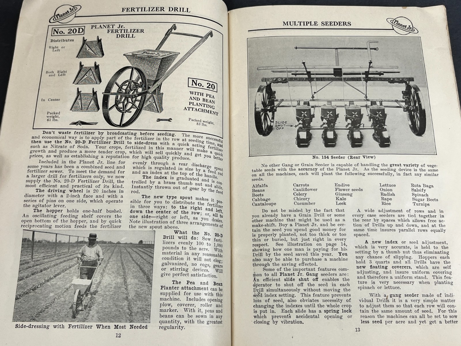 Planet Jr Farm and Garden Tools #51 Catalog 1920s Cultivators Equipment + Insert
