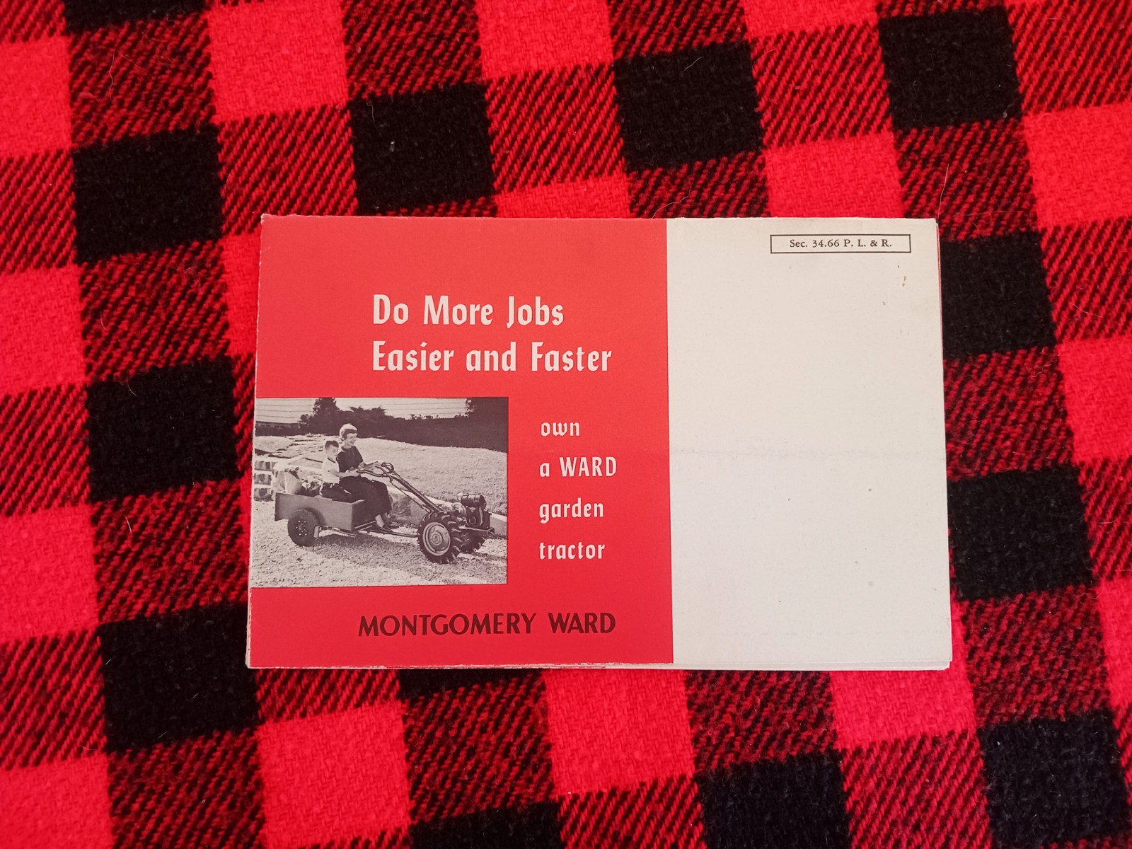 1950s Montgomery Ward Garden Tractor Poster Wards Plow-Trac Farm Flyer Brochure