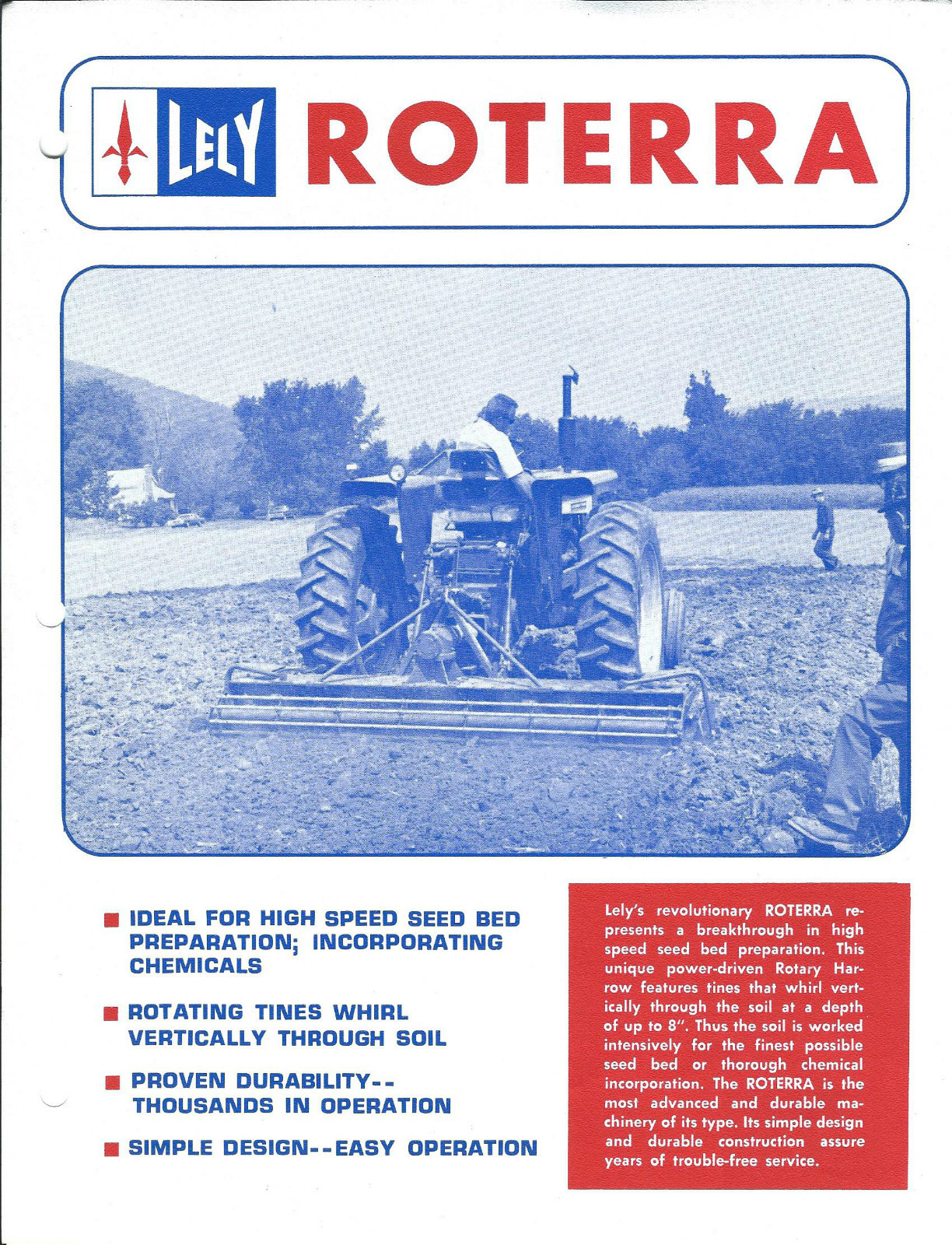 Farm Implement Brochure – Lely – Roterra – Seed Bed Prep Tool – c1971 (F4223)