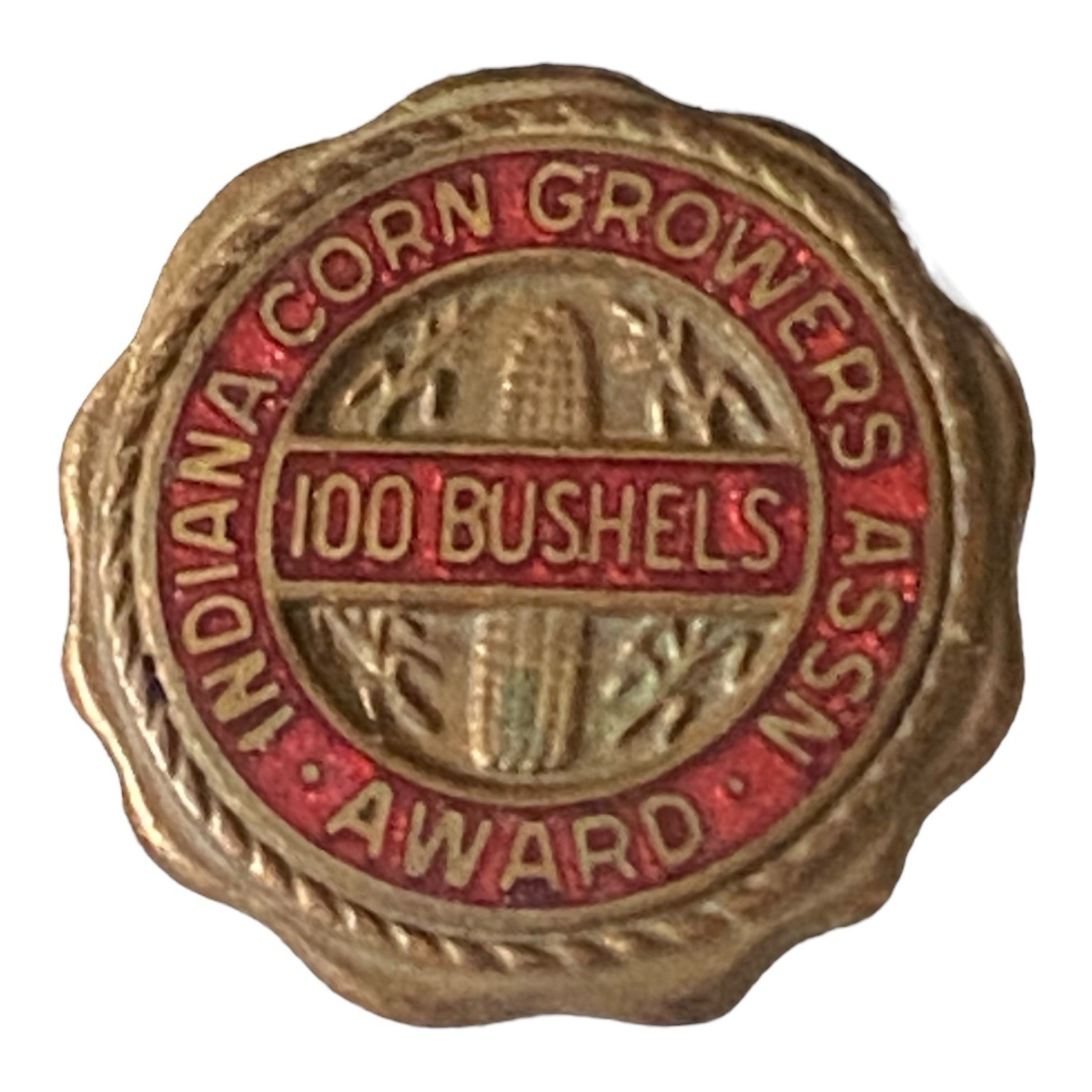 St Louis Button Co Indiana Corn Growers Association 100 Bushels Club Lapel Pin