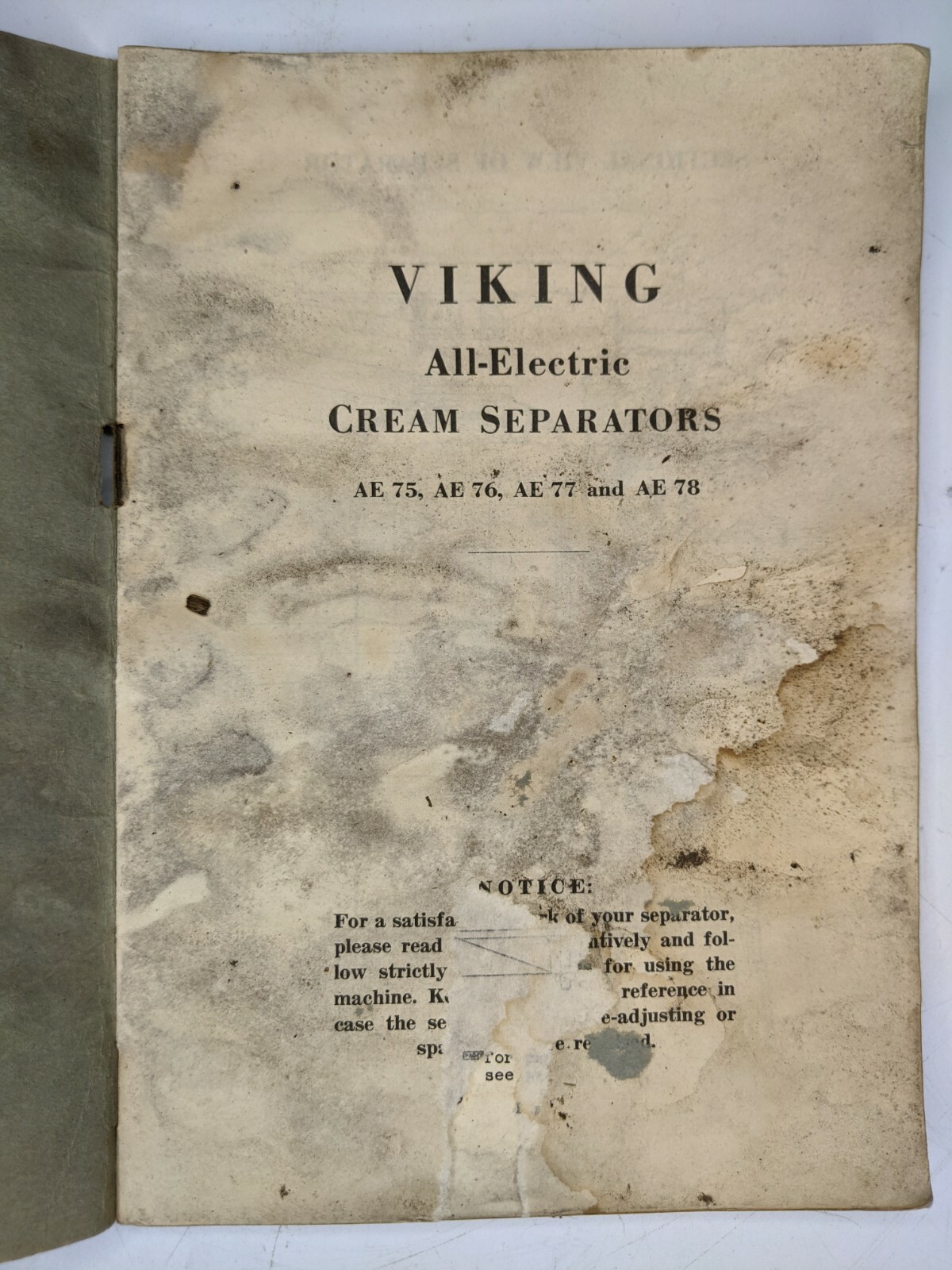 Viking Cream Separators Operating Setting Instruction Manual AE 75 76 77 78 2G