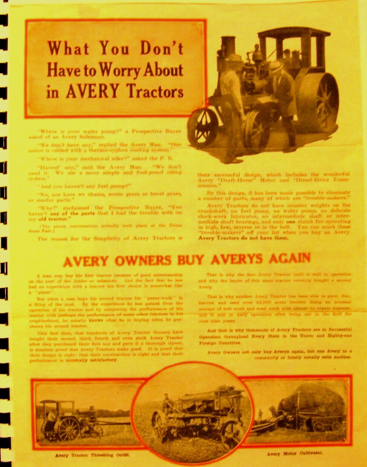 Avery Tractors Sales & Information Manual Tractors-Cultivators-Threshers-Trucks