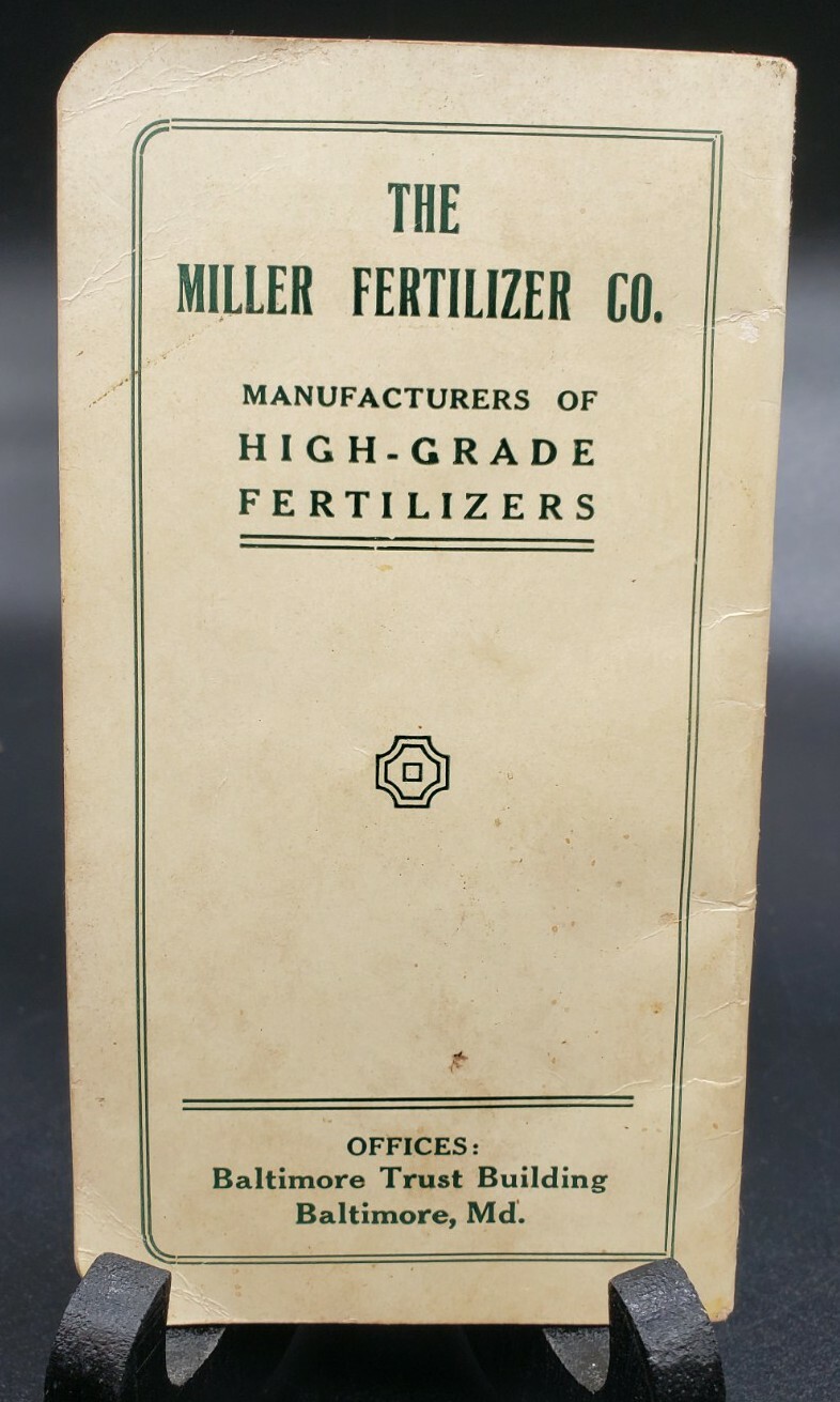 1931 MILLER FERTILIZER BOOKLET NOTEBOOK WITH CALENDAR