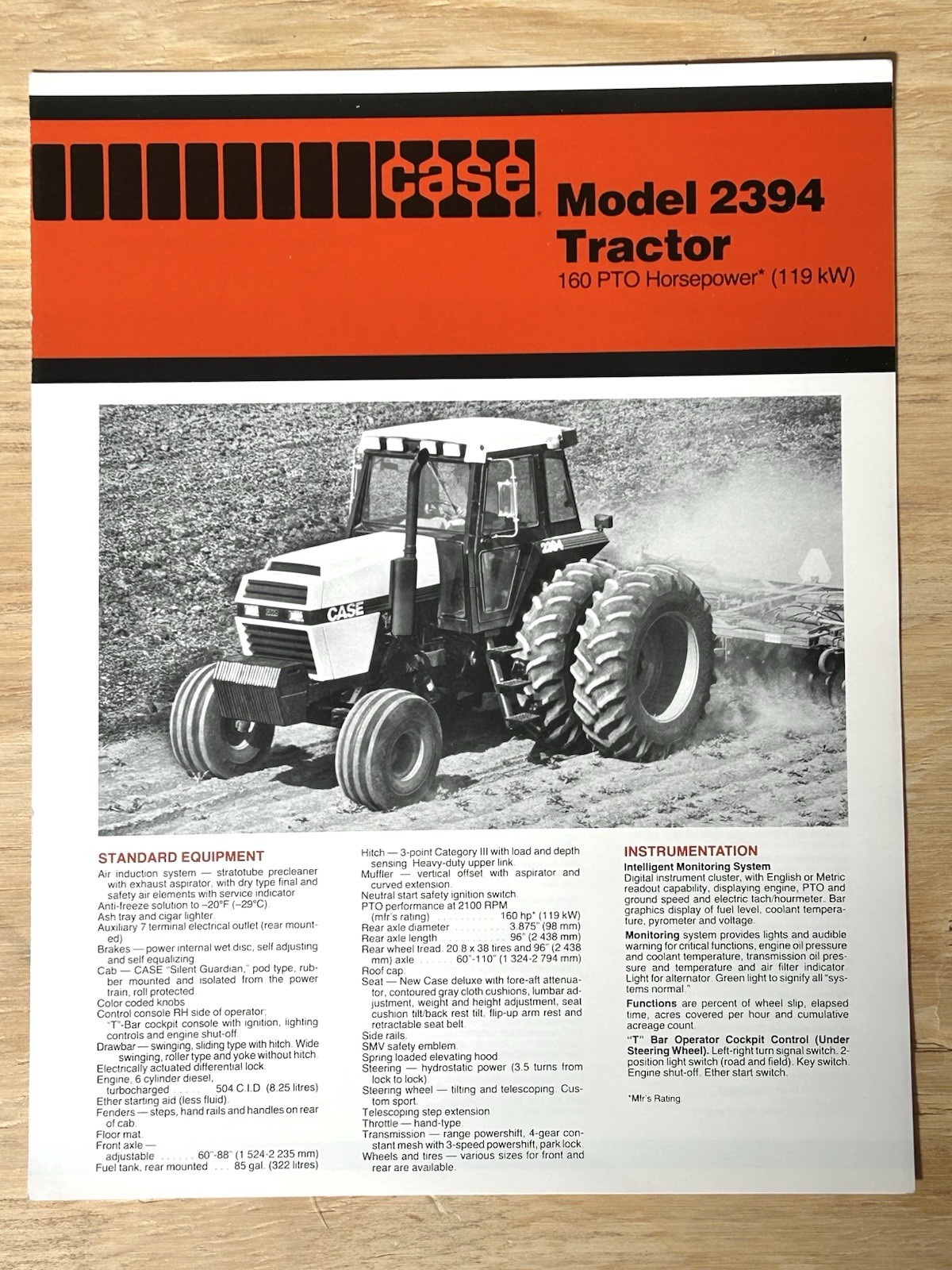 1980s JI Case Model 2394 Tractor (160 PTO HP) – Original 4 Page Dealers Brochure